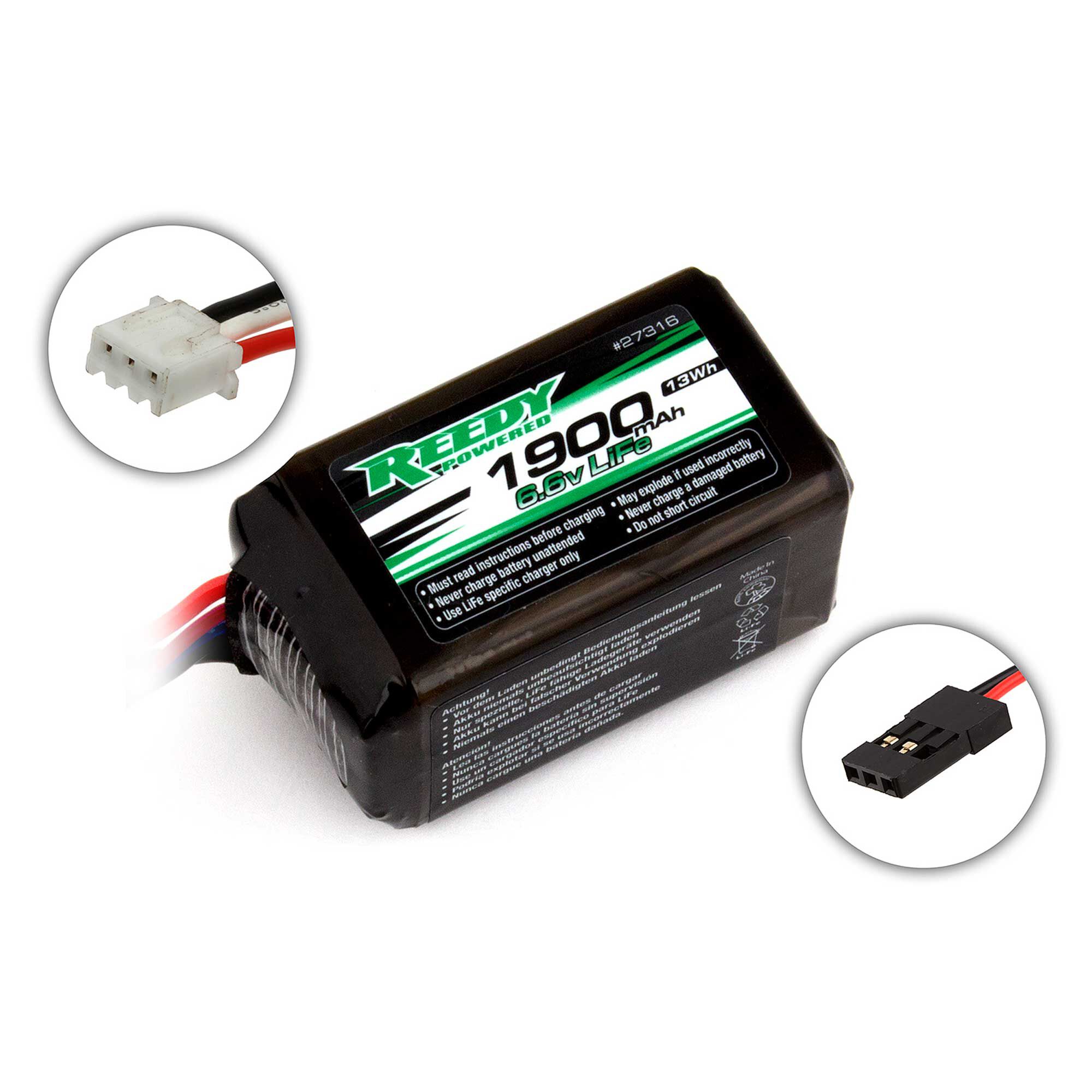 Team Associated 6.6V 1900mAh 2S Reedy LiFe Receiver Battery: Universal Receiver