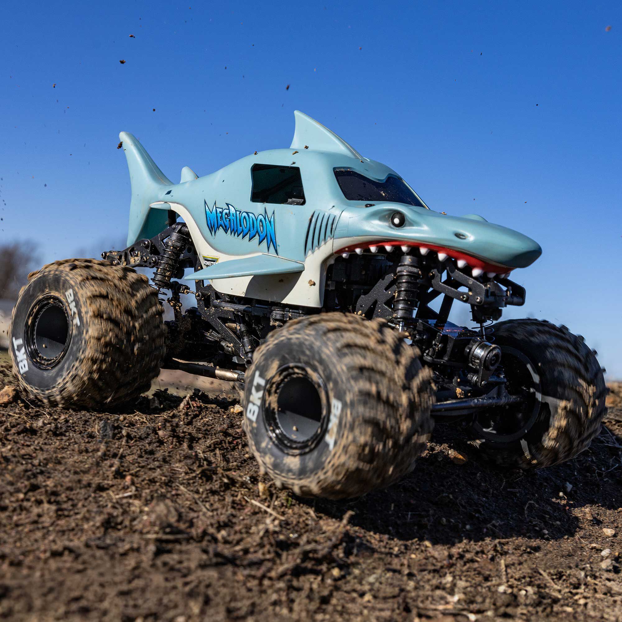 Losi 1/18 Mini LMT Megalodon 2S 4X4 RTR Brushed Monster Truck (Battery & Charger Included), Blue
