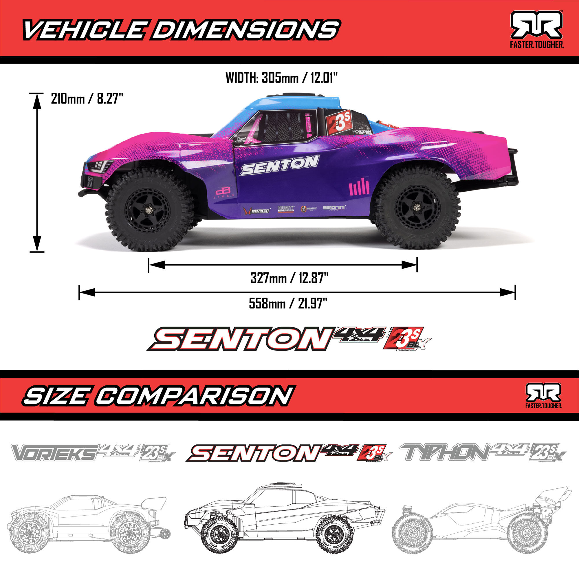 ARRMA 1/10 SENTON 223S DSC 4X4 RTR Brushless Short Course Truck, Yellow