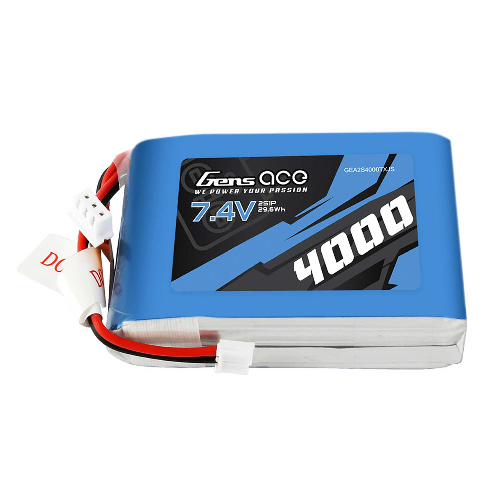 Gens ace 7.4V 4000mAh 2S Transmitter LiPo Battery: JST-EHR (DX9, DX8, DX7S, DX7)