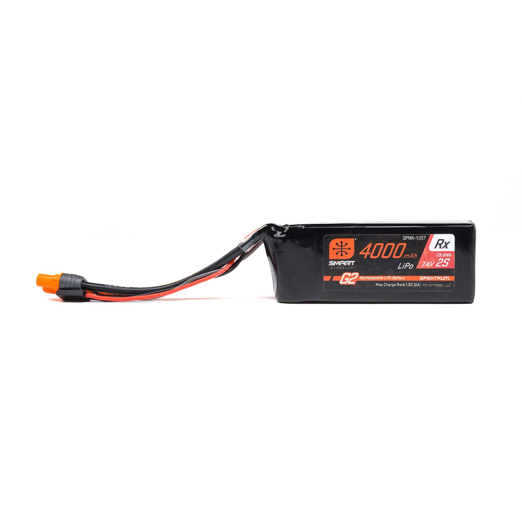 Spektrum Accessories 7.4V 4000mAh 2S 15C Smart G2 Receiver LiPo Battery: IC3