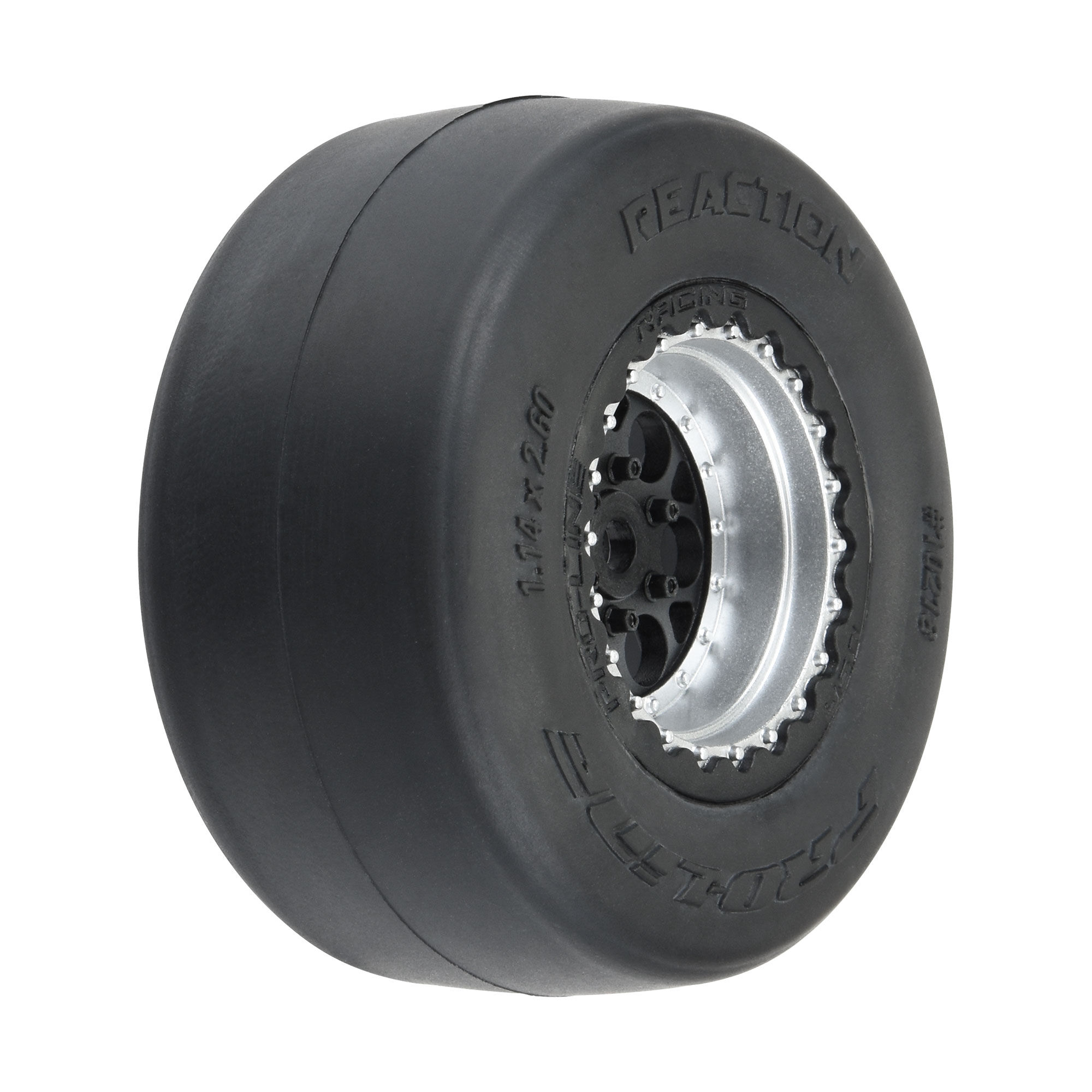 Pro-Line Racing 1/16 Reaction Rear Tires MTD 8mm Black/Silver (2): Losi Mini Drag