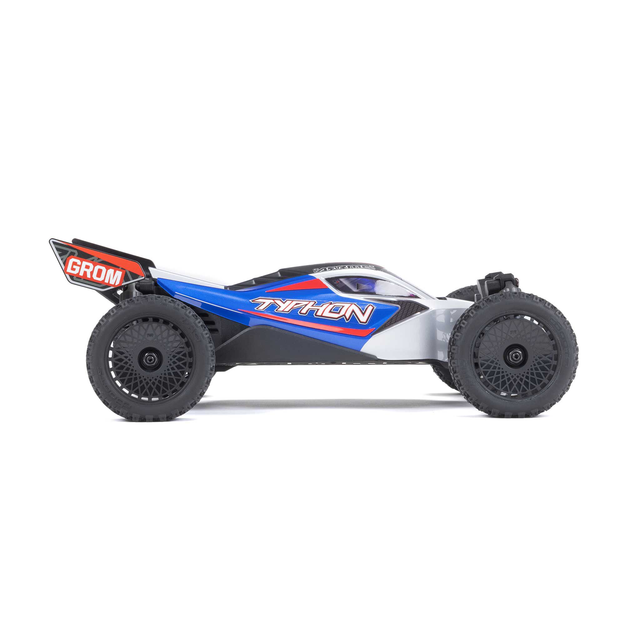 ARRMA 1/14 TYPHON GROM 4X4 RTR Brushed Buggy (Battery & Charger Included), Blue/Silver