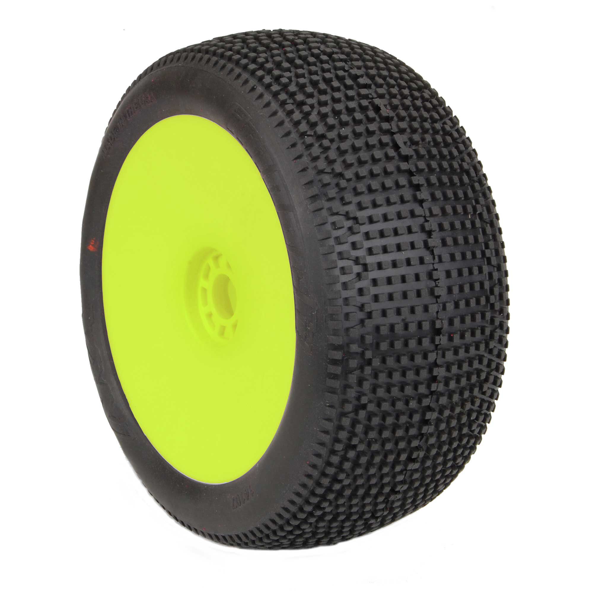 AKA PRODUCTS, INC. 1/8 EVO Impact Super Soft Long Wear Pre-Mounted Tires, Yellow Wheels (2): Truggy