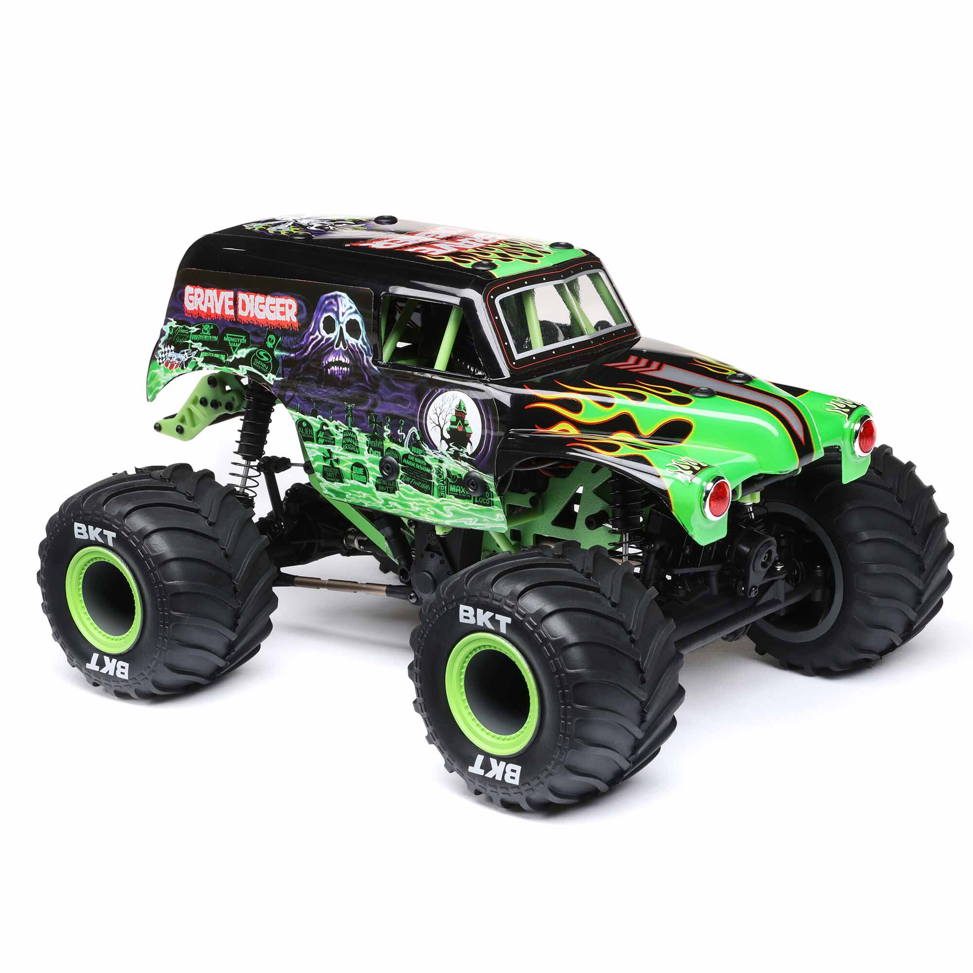 Losi 1/18 Mini LMT Grave Digger 2S 4X4 RTR Brushed Monster Truck (Battery & Charger Included), Green