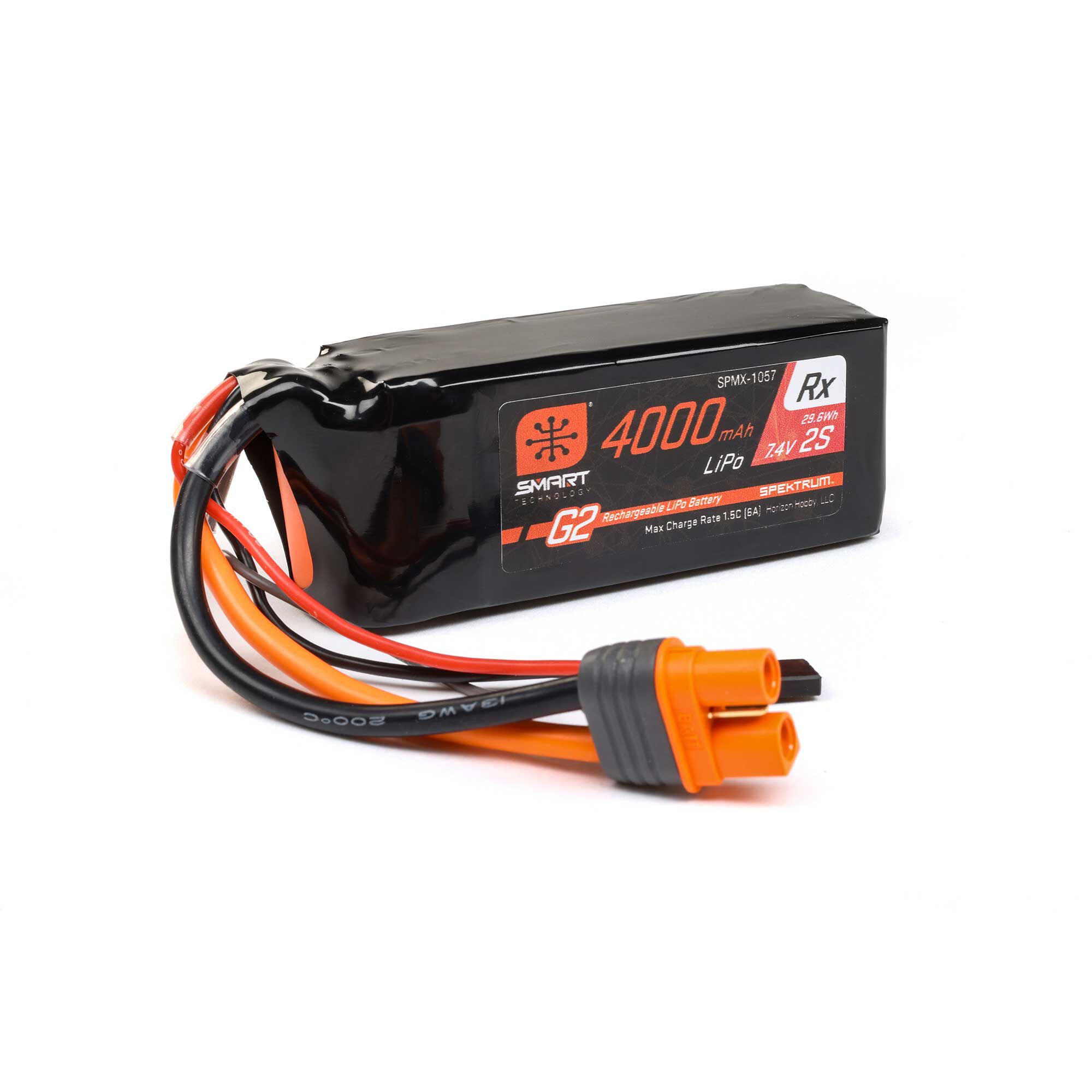 Spektrum Accessories 7.4V 4000mAh 2S 15C Smart G2 Receiver LiPo Battery: IC3