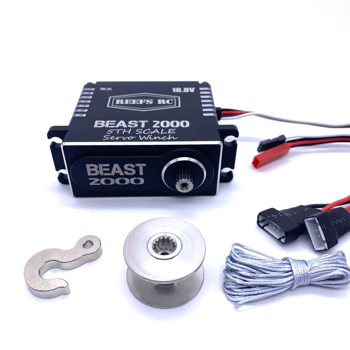 REEFS RC Beast 2000 1/5 Scale Digital Metal Gear Waterproof Winch Servo, Black