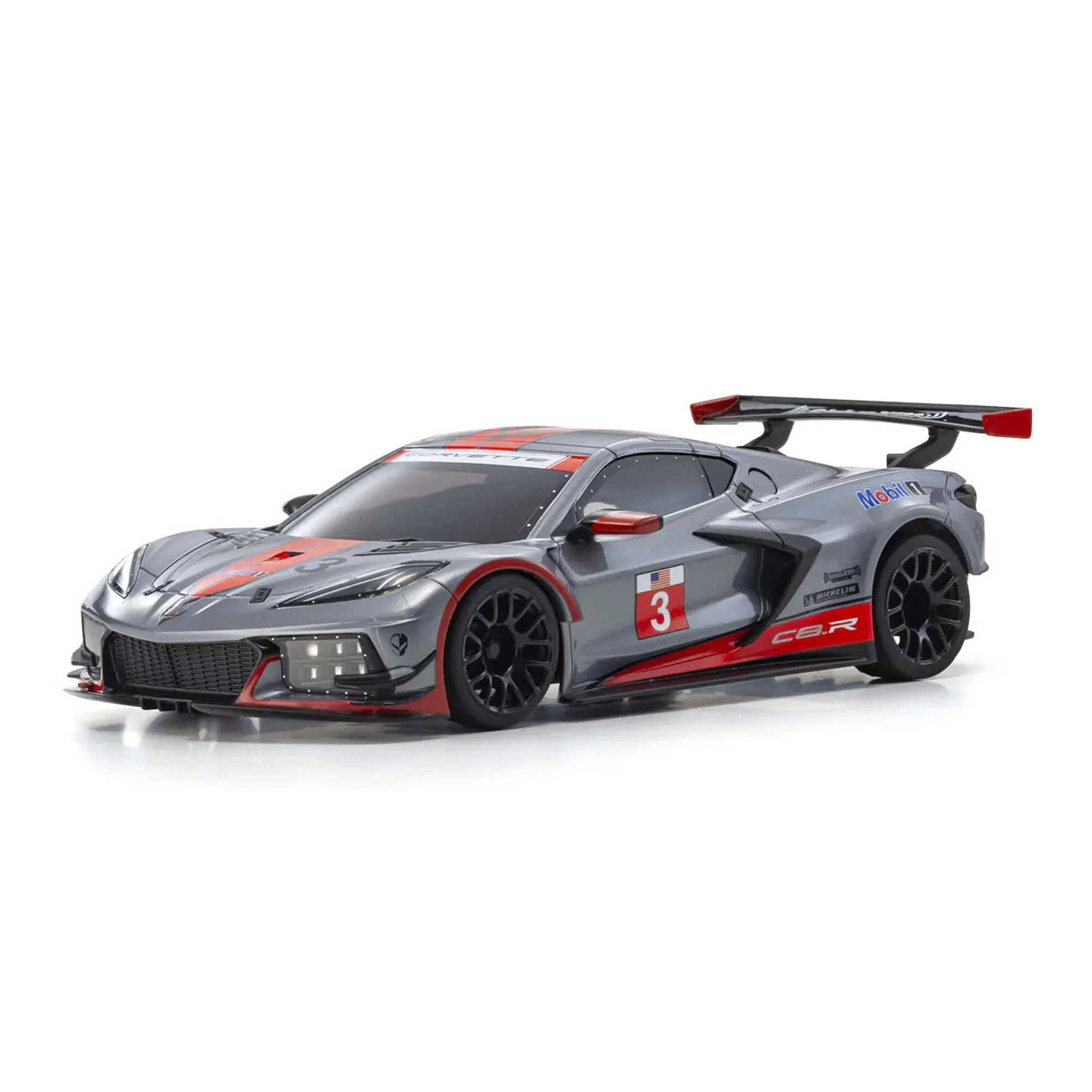 Kyosho 1/28 Chevrolet Corvette C8.R MR-04 MINI-Z RWD RTR, Guntmetal/ Red