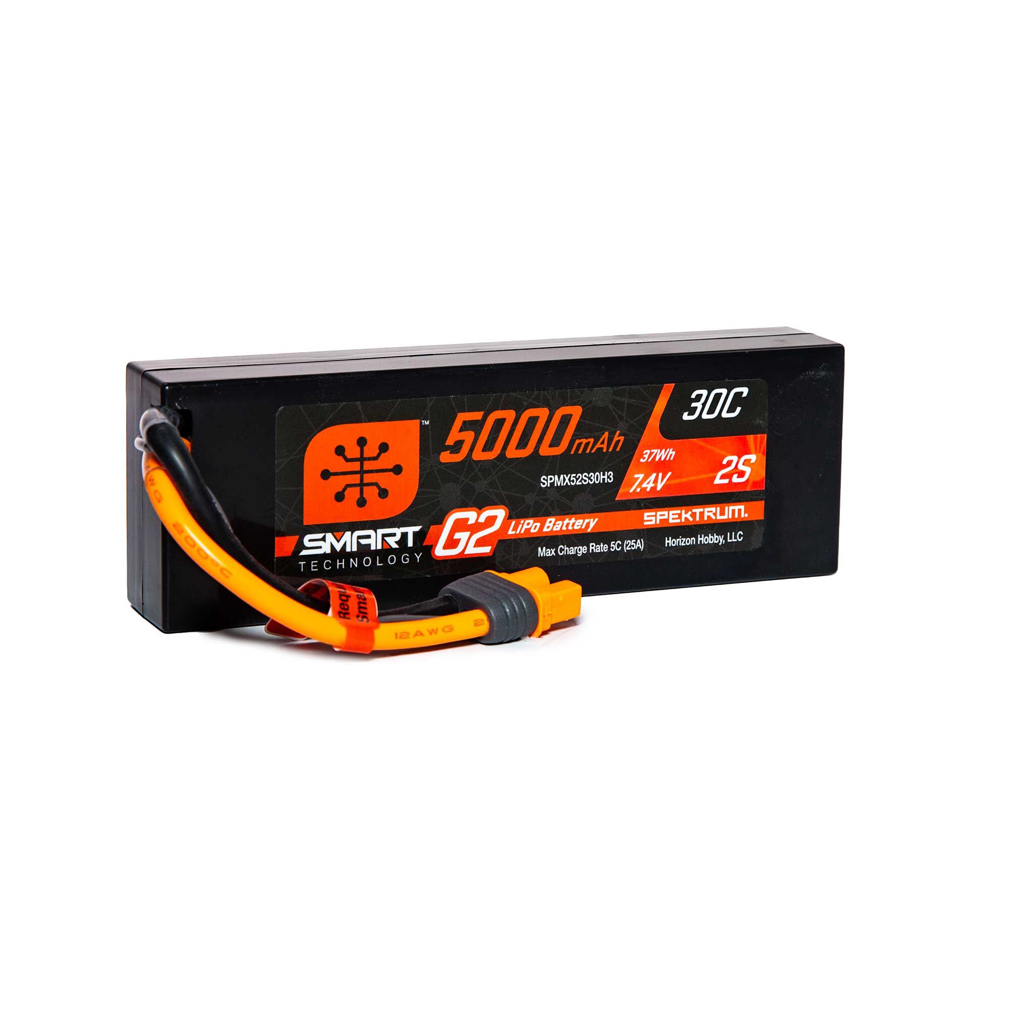 Spektrum Accessories 7.4V 5000mAh 2S 30C Smart LiPo G2 Hard Case: IC3