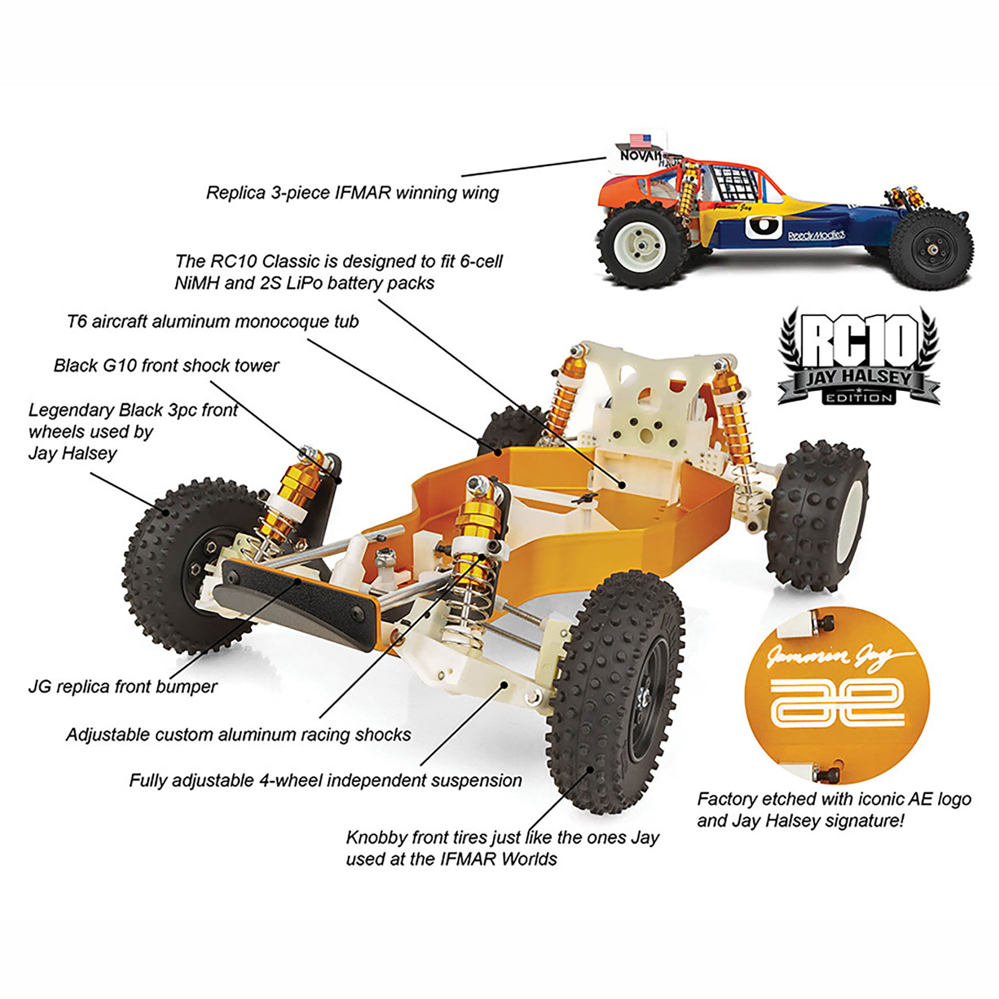 Team Associated 1/10 RC10 Classic Jay Halsey Edition 2WD Off-Road Buggy Kit (LIMITED EDITION)