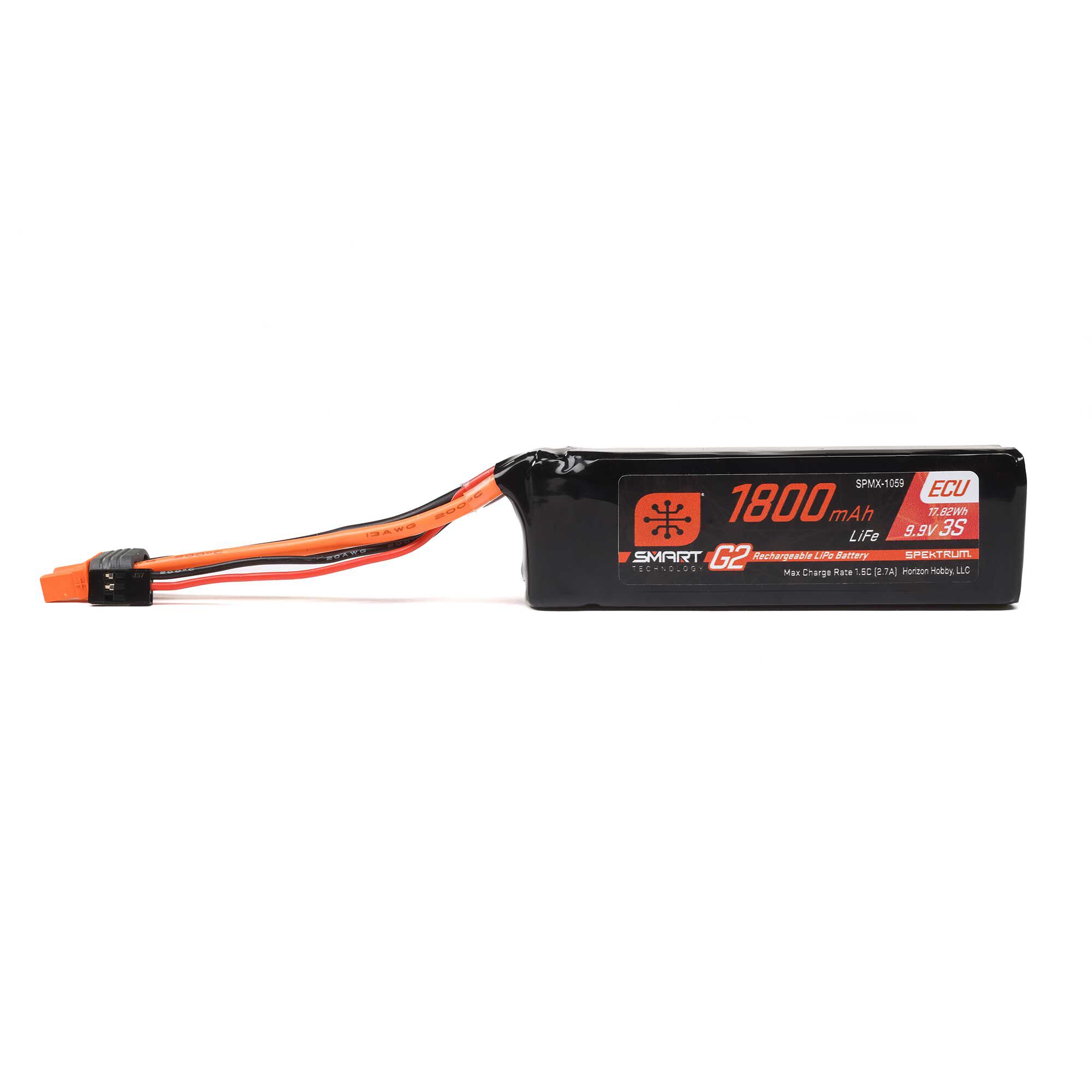 Spektrum Accessories 9.9V 1800mAh 3S 10C Smart G2 ECU LiFe Battery: IC3