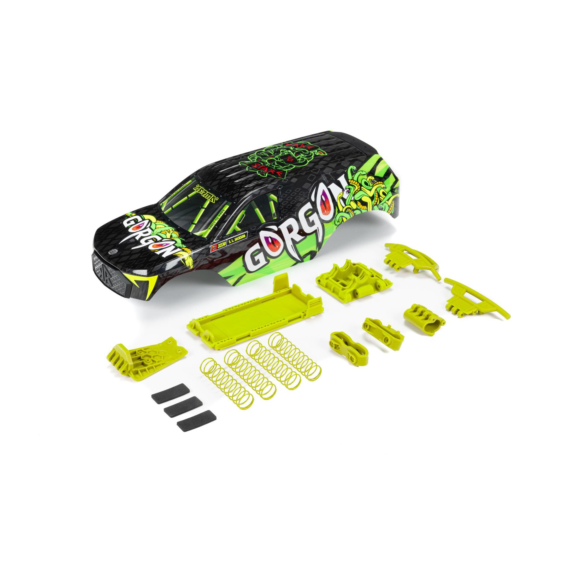 ARRMA GORGON Painted Decaled Body Set, Fluorescent Yellow