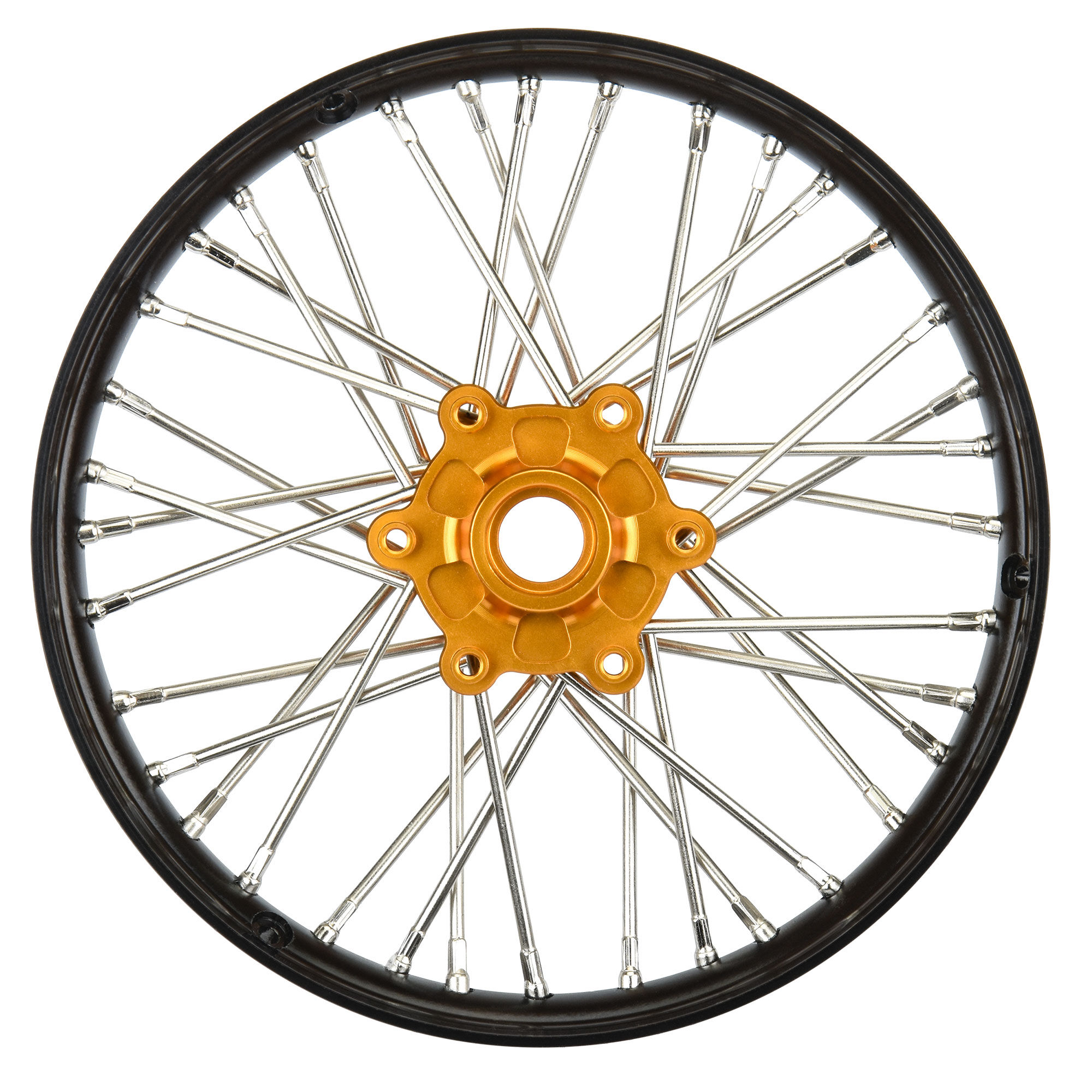 Pro-Line Racing 1/4 Pro-Spec Aluminum V2 Bead Front Wheel Black/Gold (1): Promoto-MX