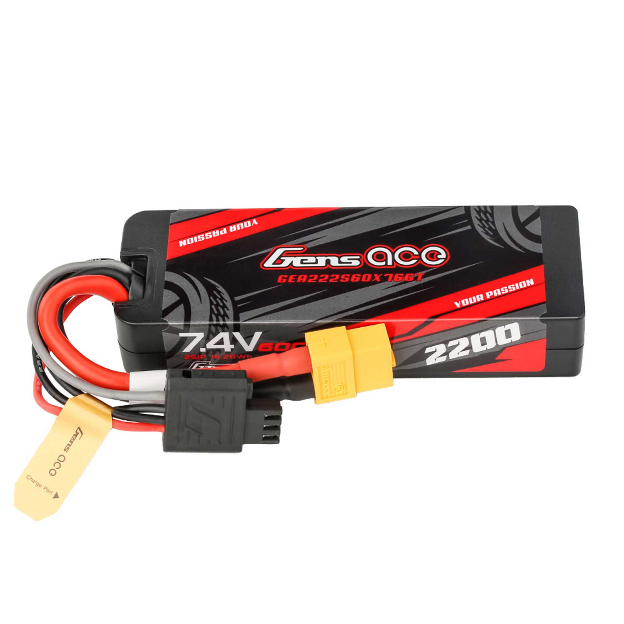 Gens ace 7.4V 2200mAh 2S 60C Hardcase G-Tech LiPo Battery: XT60