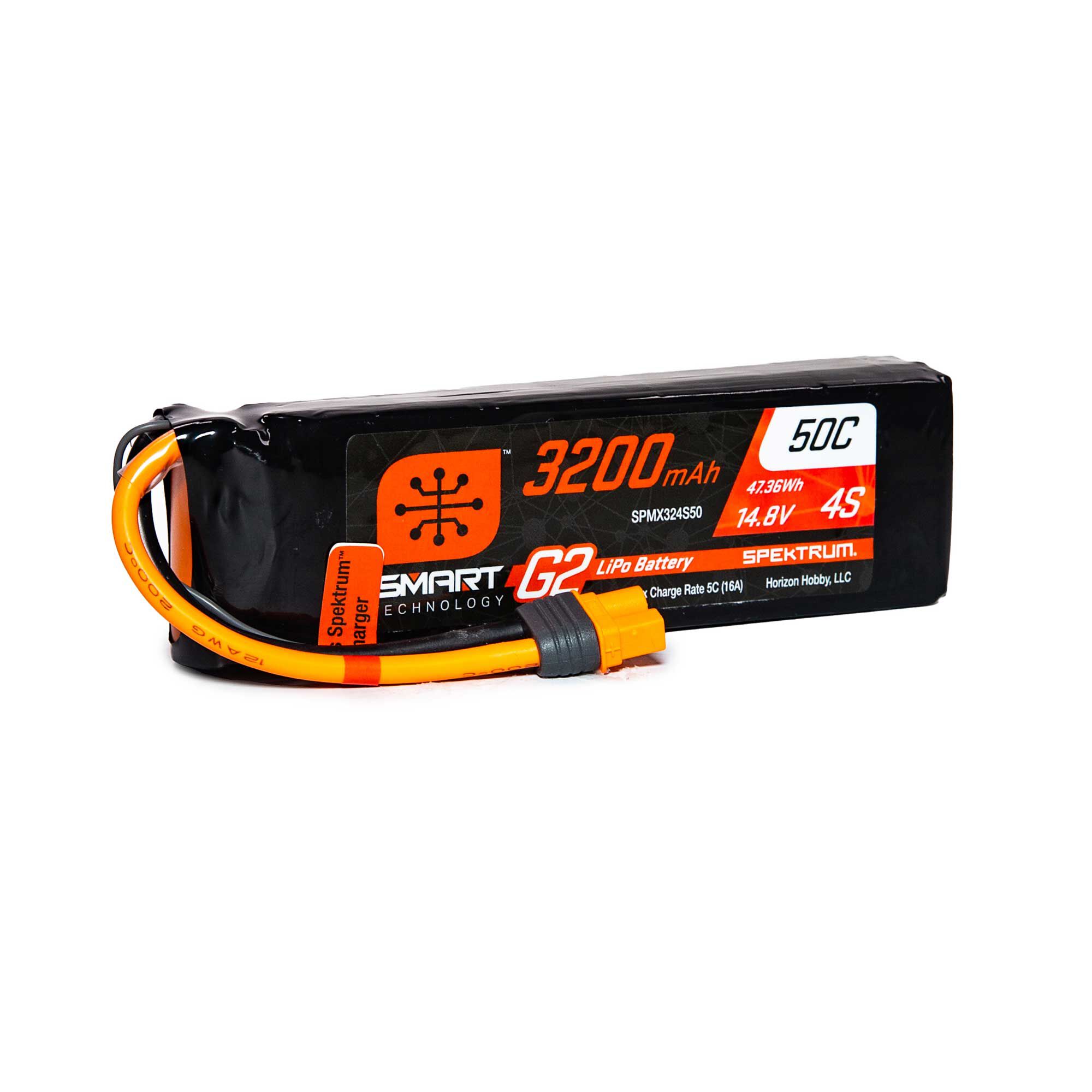 Spektrum Accessories 14.8V 3200mAh 4S 50C Smart G2 LiPo Battery: IC3