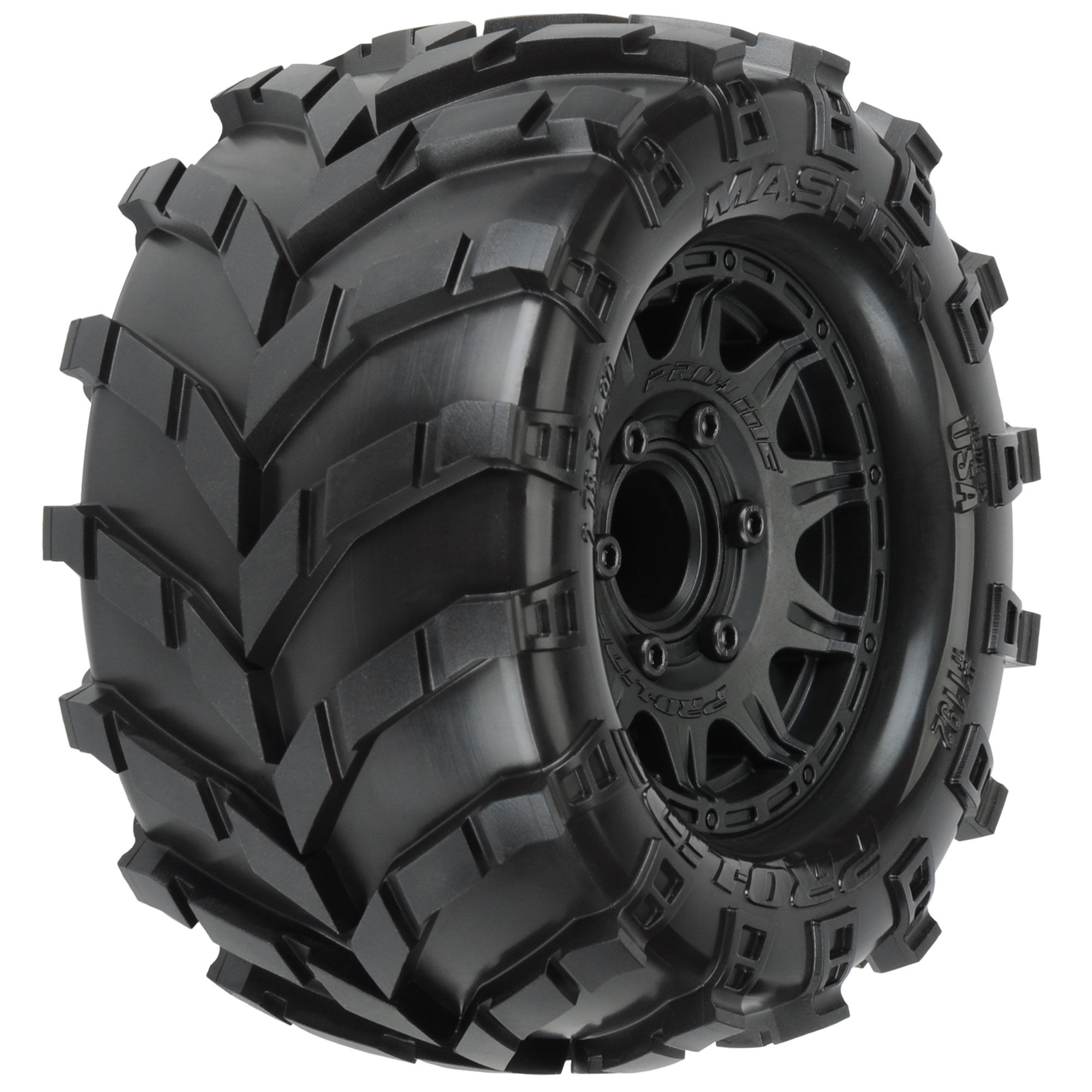 Pro-Line Racing 1/10 Masher F/R 2.8" MT Tires Mounted 12mm/14mm Black Raid (2)