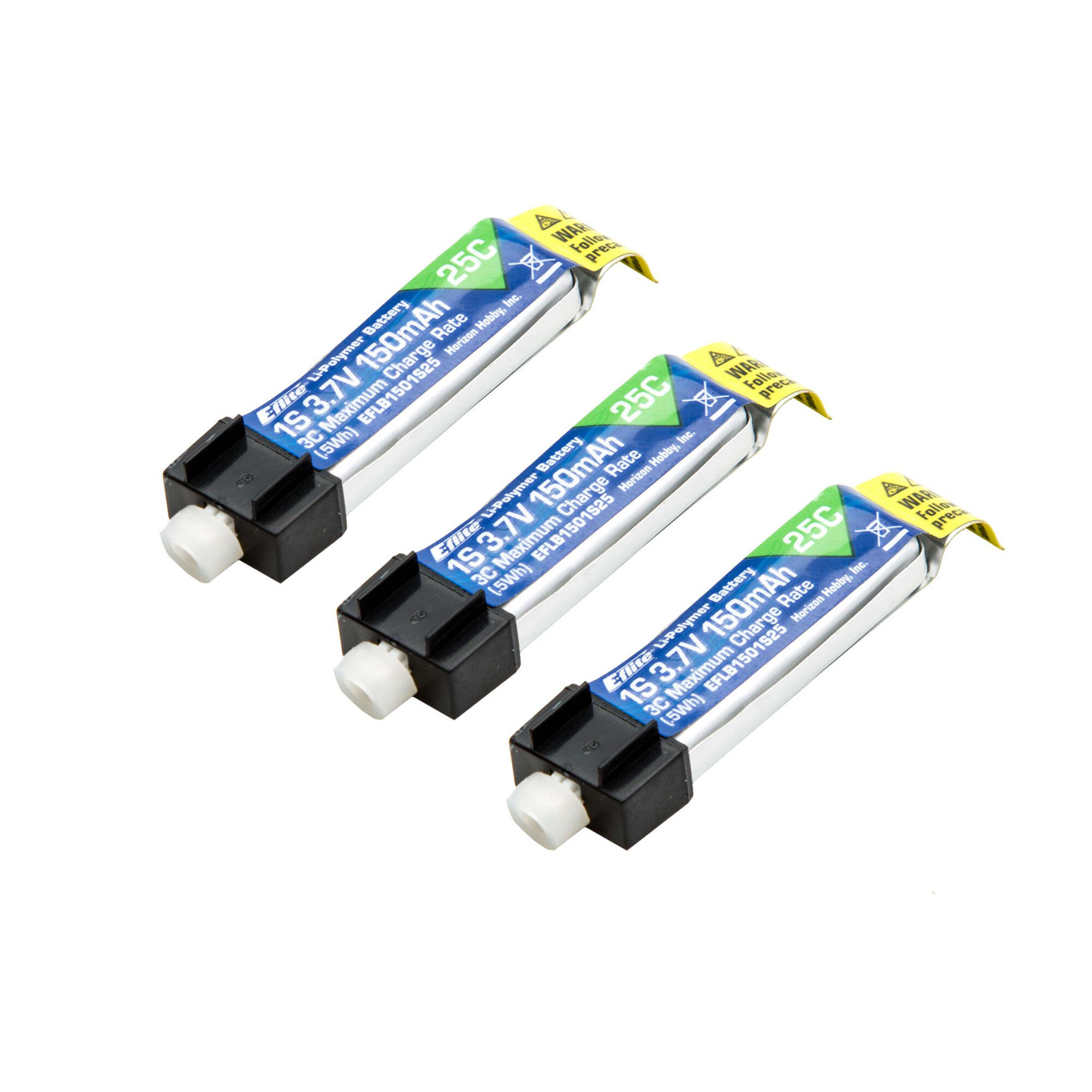 E-flite 3.7V 150mAh 1S 25C LiPo Battery (3): PH 1.25 (Ultra Micro)