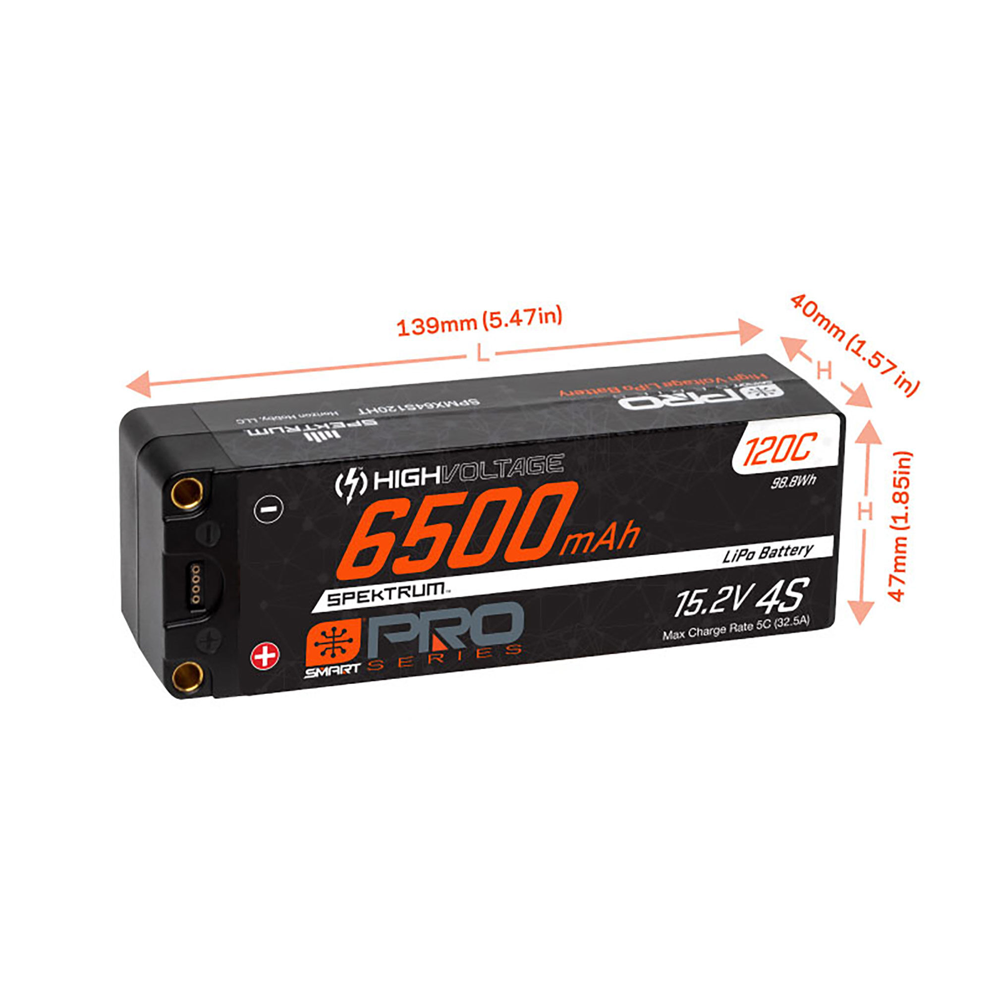 Spektrum Accessories 15.2V 6500mAh 4S 120C Smart Pro Race Hardcase HV-LiPo Battery: Tubes, 5mm