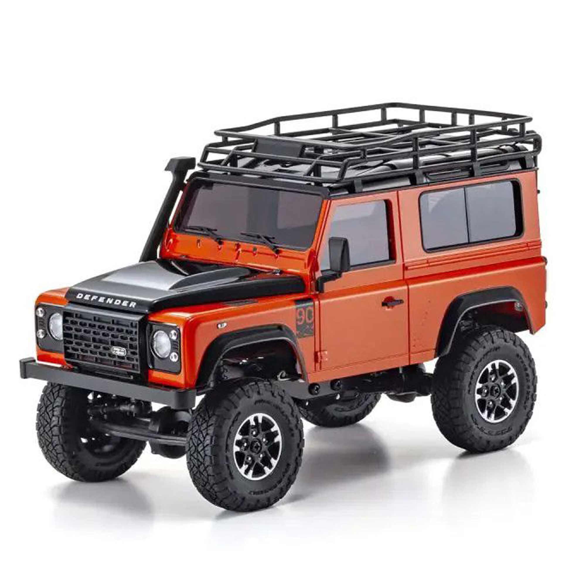 Kyosho 1/28 Land Rover Defender 90 Adventure Mini-Z 4x4 Crawler RTR, Phoenix Orange/Santorini Black