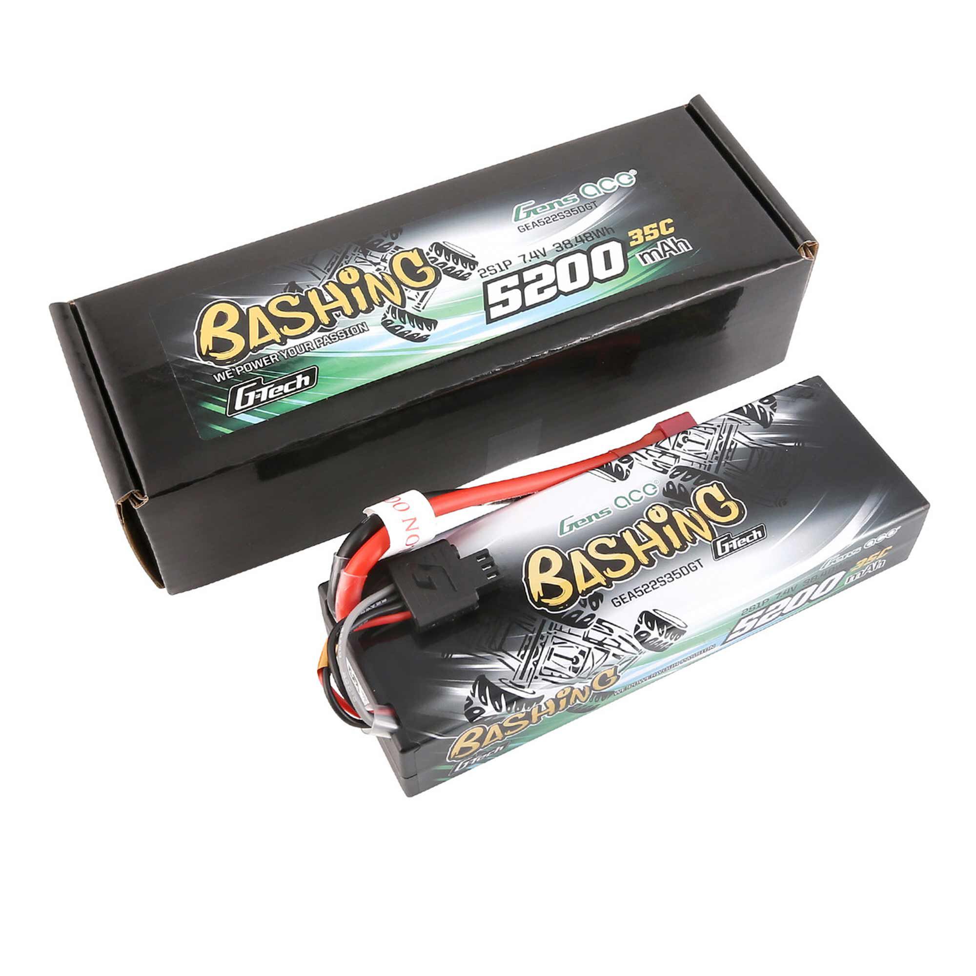 Gens ace 7.4V 5200mAh 2S 35C G-Tech Smart Bashing Hardcase LiPo Battery: Deans