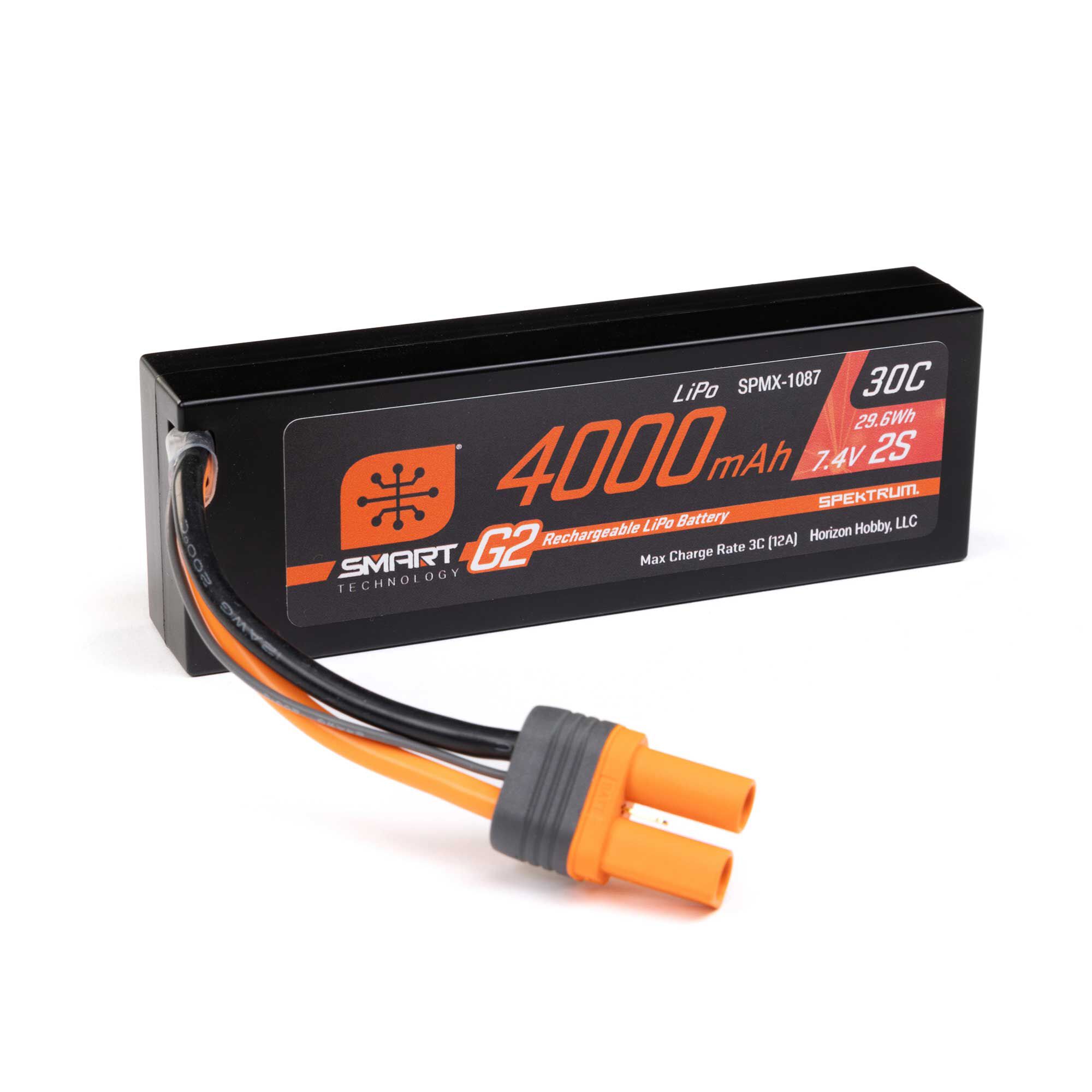 Spektrum Accessories 7.4V 4000mAh 2S 30C Smart G2 Hardcase LiPo Battery: IC5