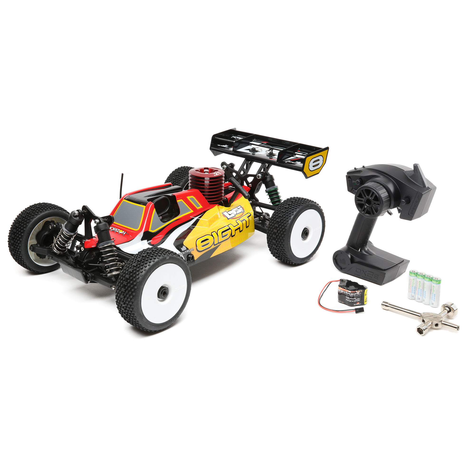 Losi 1/8 8IGHT 4WD Buggy Nitro RTR, Red/Yellow