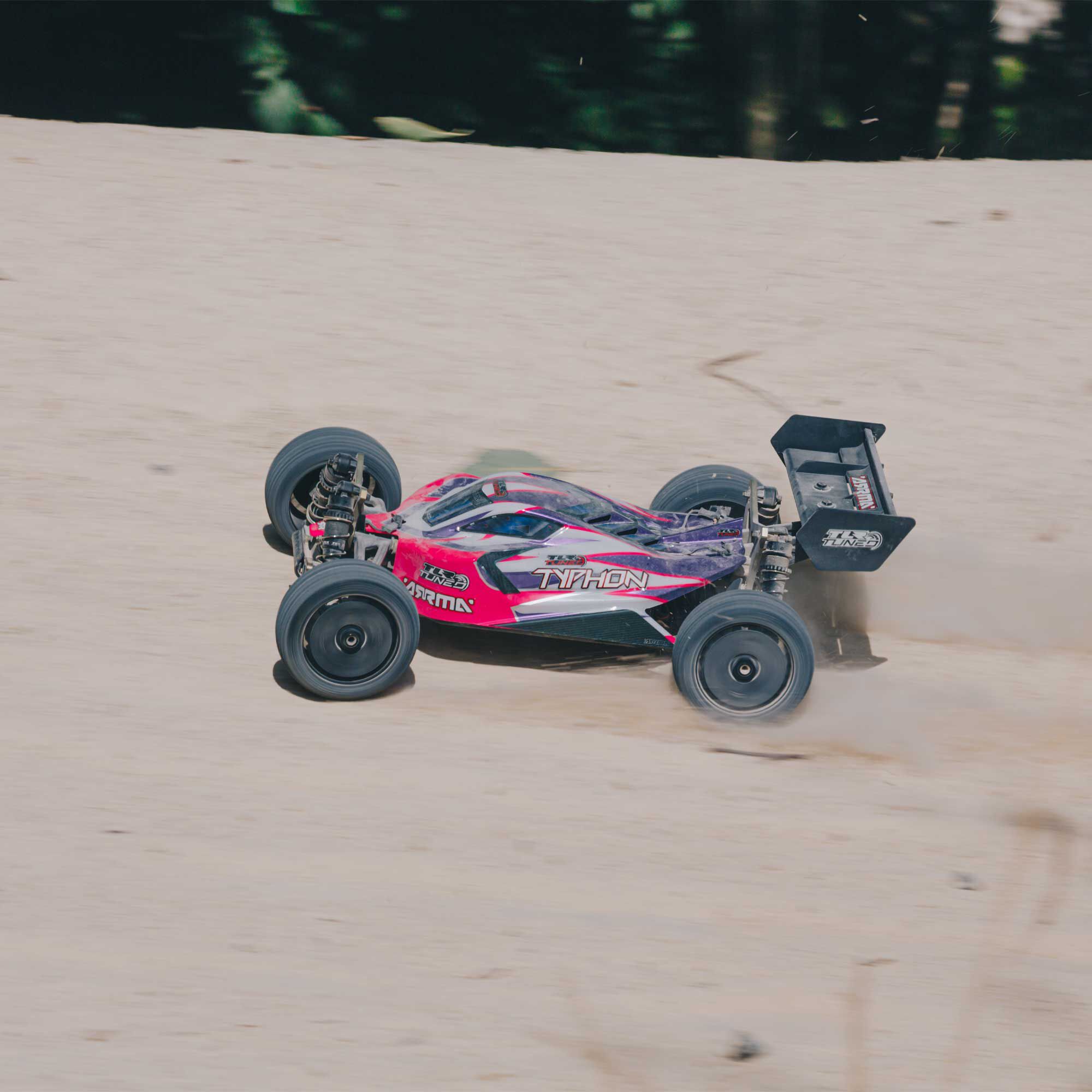ARRMA 1/8 TYPHON 6S TLR Tuned 4X4 Roller Brushless Buggy, Pink/Purple