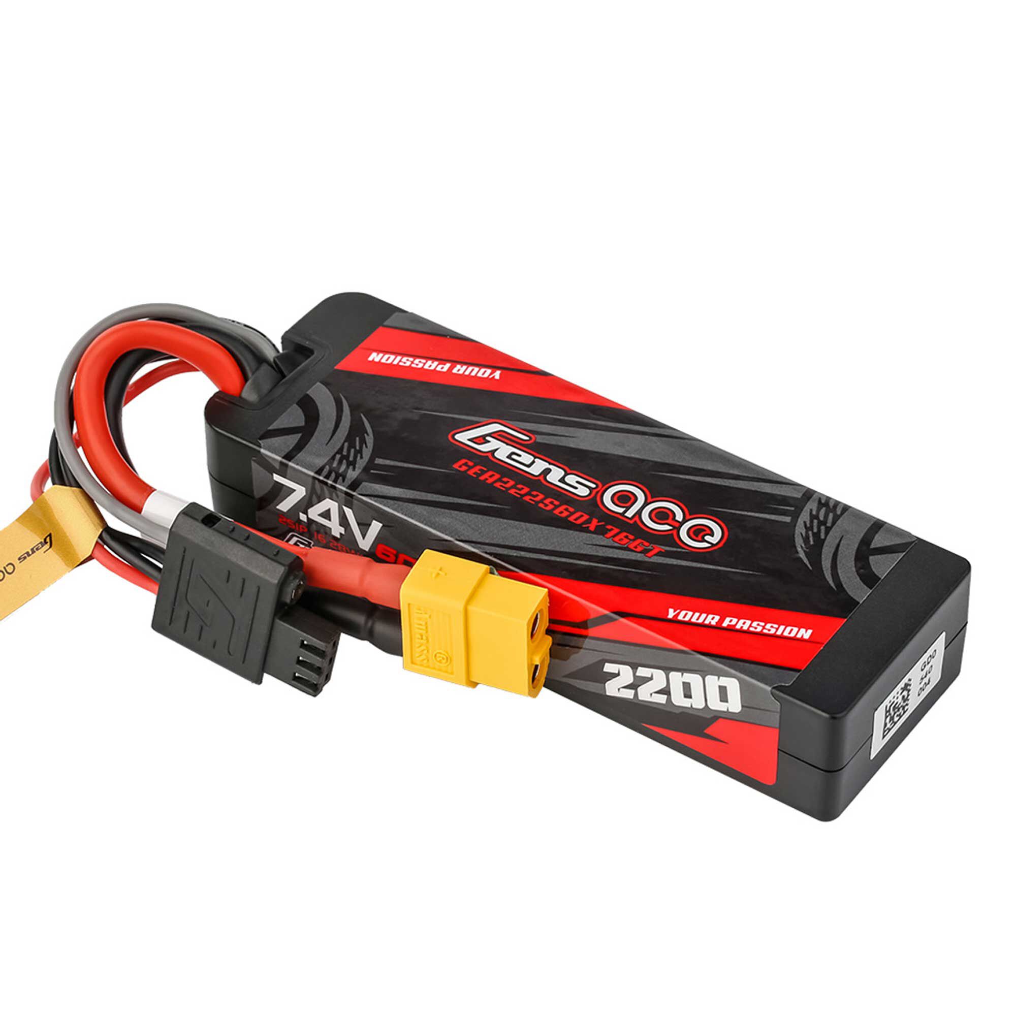 Gens ace 7.4V 2200mAh 2S 60C Hardcase G-Tech LiPo Battery: XT60