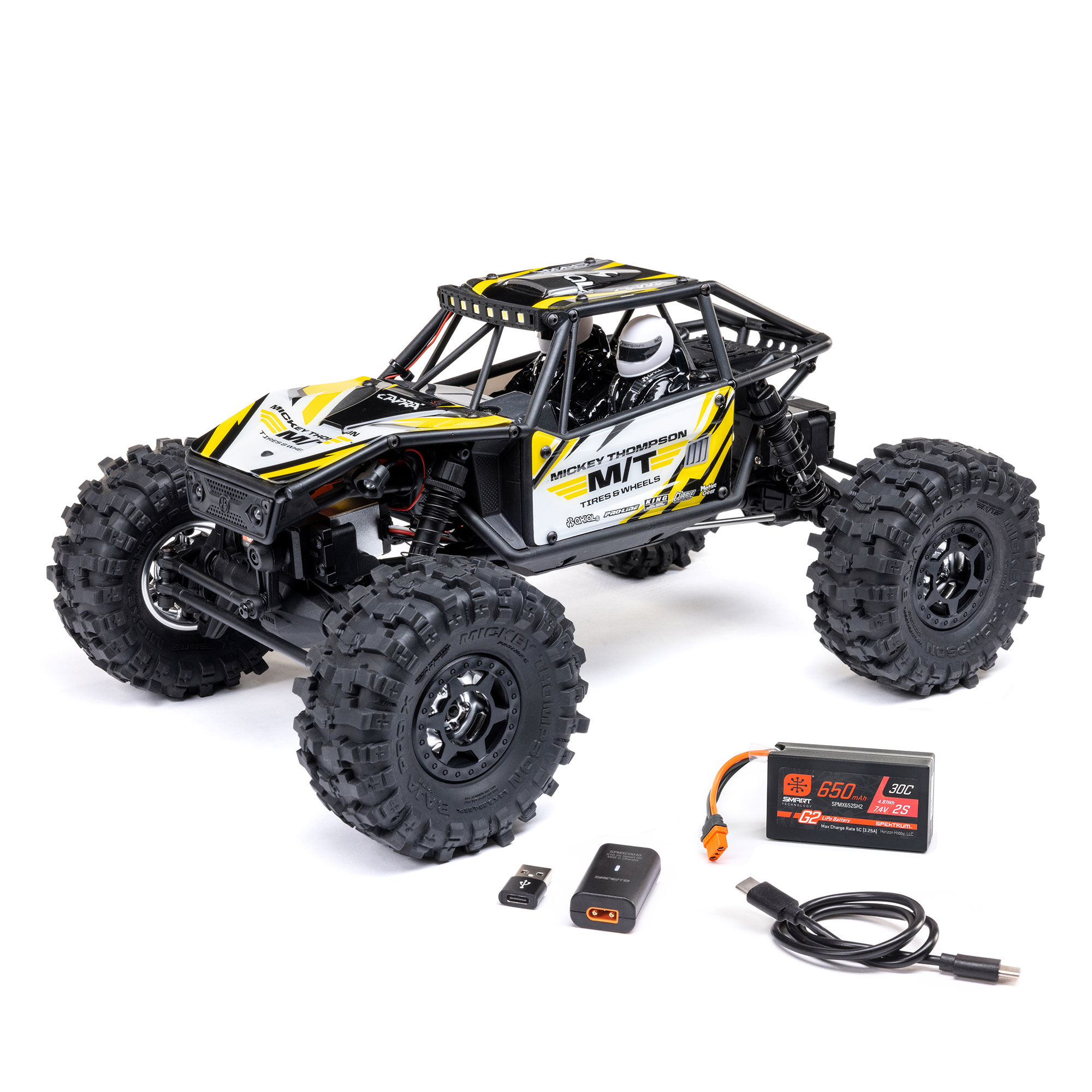 Axial 1/18 UTB18 Capra 4WS 4X4 RTR Brushed Rock Crawler (Battery & Charger Included), Yellow