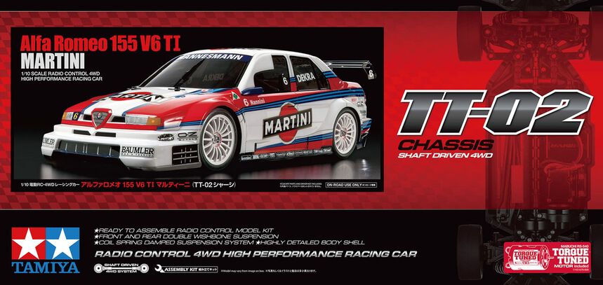 Tamiya 1/10 Alfa Romeo 155 V6 TI Martini TT-02 4x4 On-Road Touring Kit
