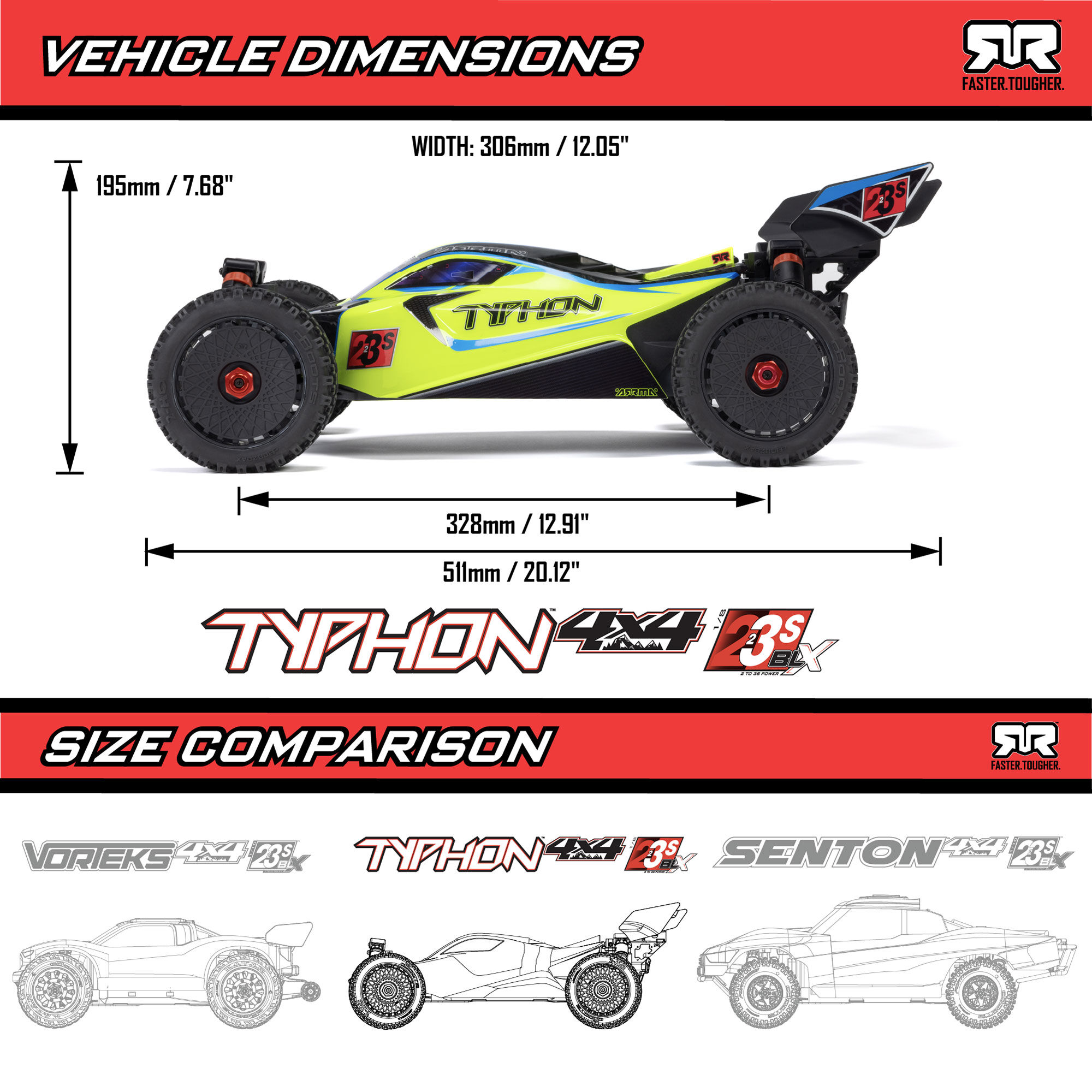 ARRMA 1/8 TYPHON 223S DSC 4X4 RTR Brushless Buggy, Green