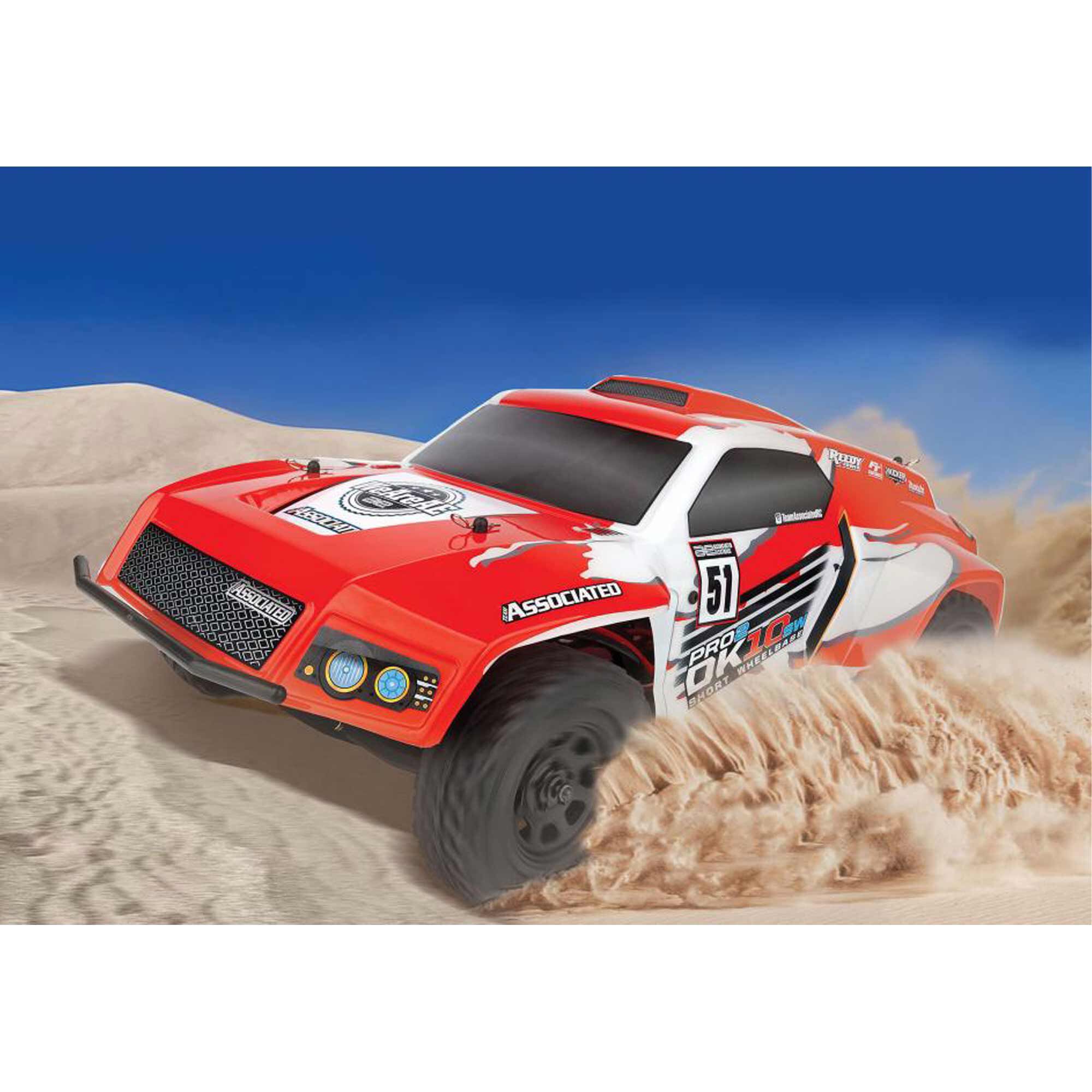 Team Associated 1/10 Pro2 DK10SW Dakar 2WD Buggy RTR, Red/White
