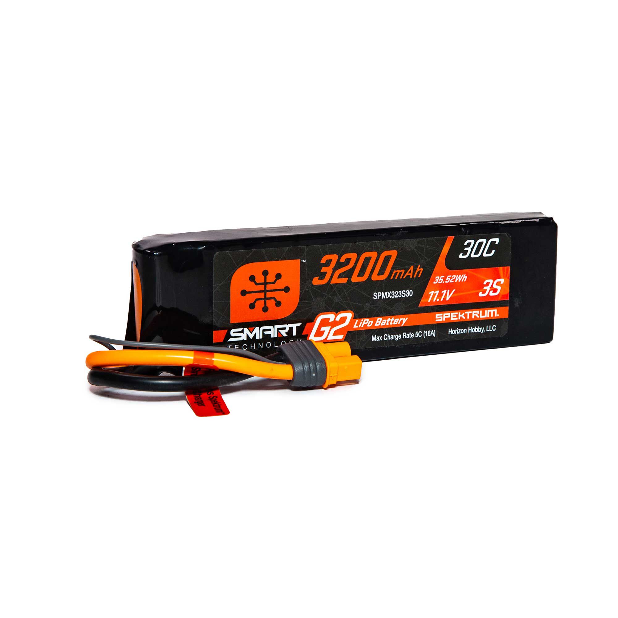 Spektrum Accessories 11.1V 3200mAh 3S 30C Smart G2 LiPo Battery: IC3