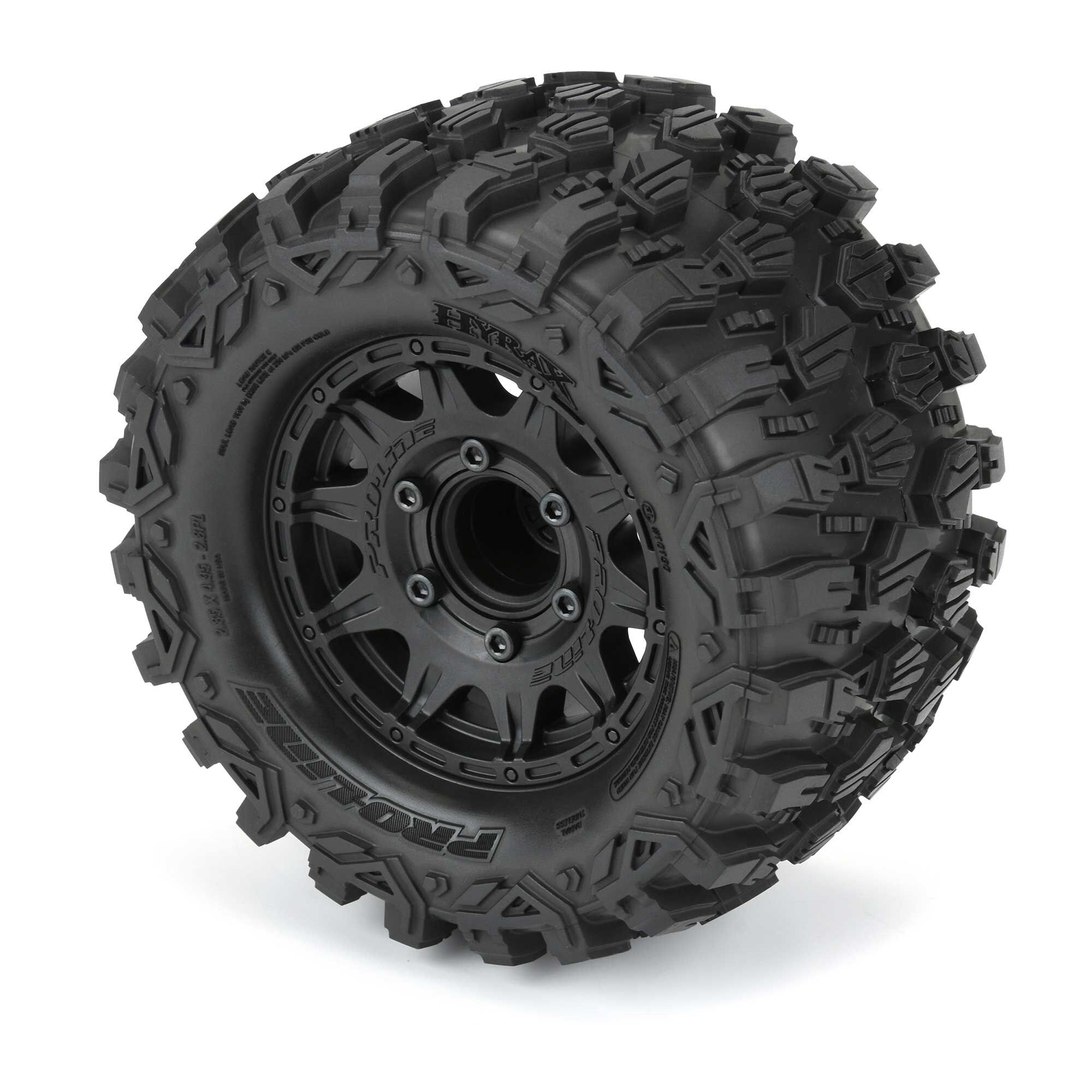 Pro-Line Racing 1/10 Hyrax F/R 2.8" MT Tires Mounted 12mm/14mm Black Raid (2)