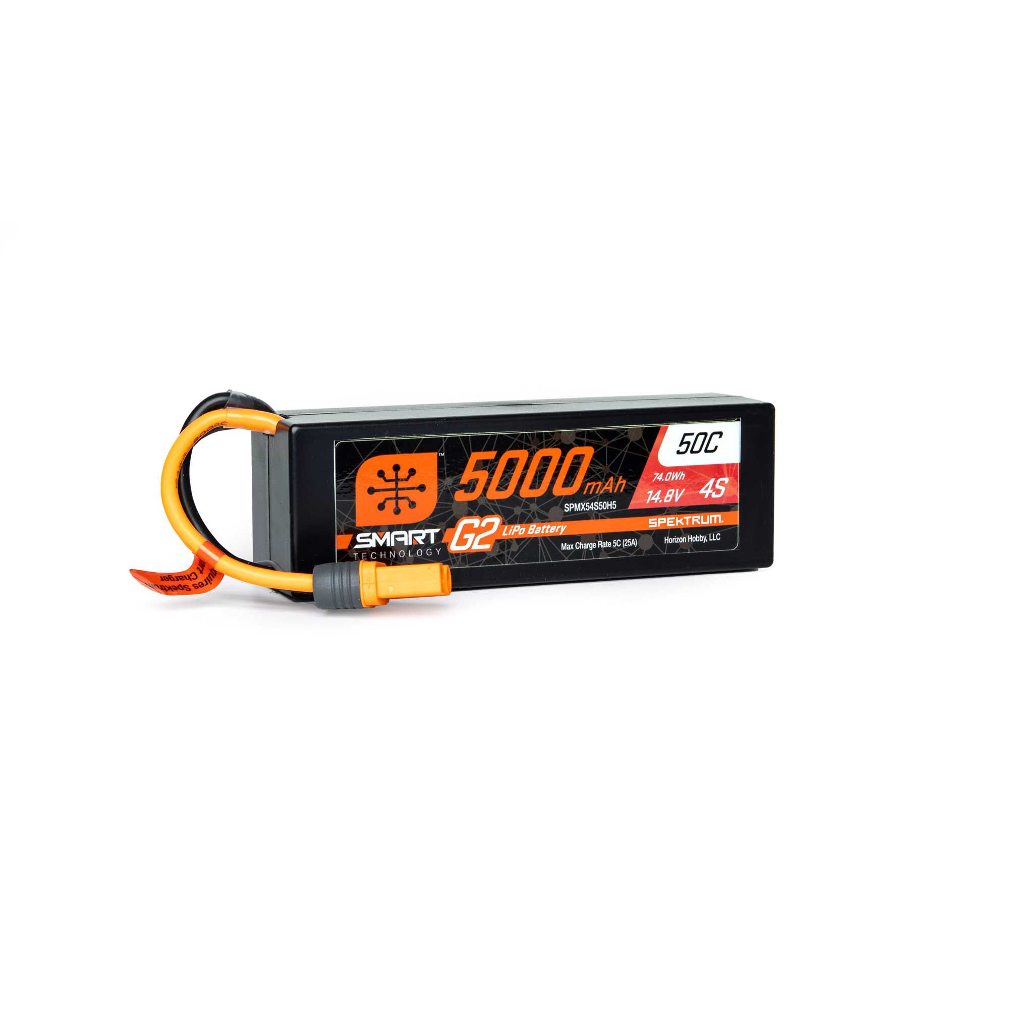 Spektrum Accessories 14.8V 5000mAh 4S 50C Smart G2 Hardcase LiPo Battery: IC5