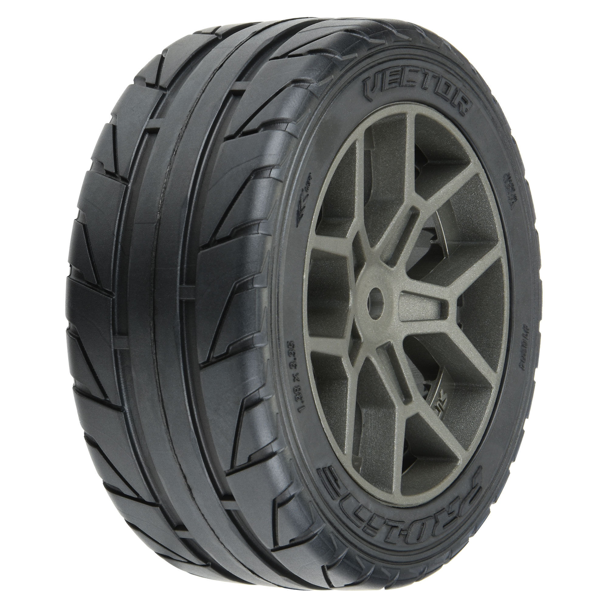 Pro-Line Racing 1/8 Vector S3 Front/Rear 35/85 2.4" Belted Mounted Tires, 14mm Gray: Vendetta