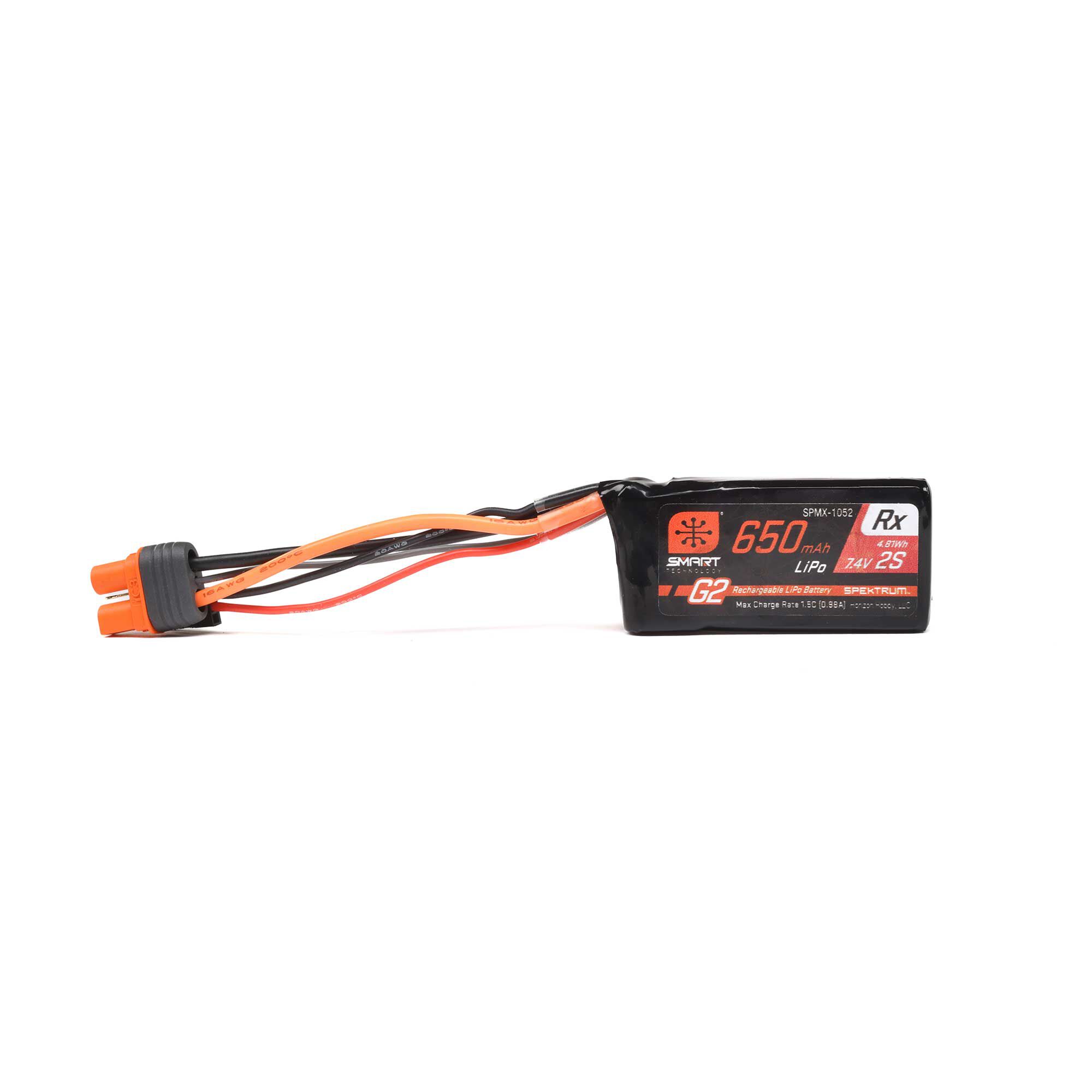 Spektrum Accessories 7.4V 650mAh 2S 15C Smart G2 Receiver LiPo Battery: IC3