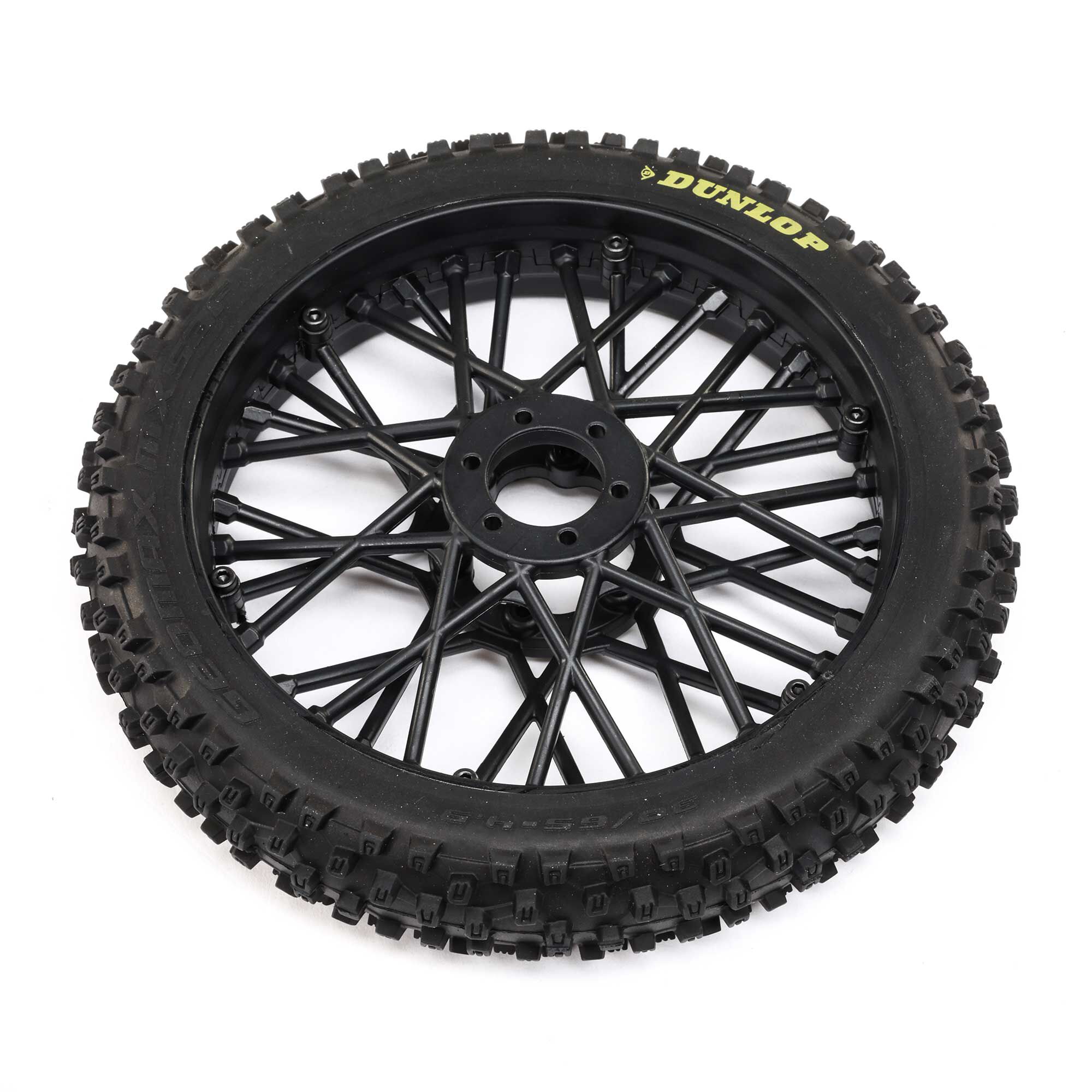 Losi Dunlop MX53 Front Tire Mounted, Black: Promoto-MX