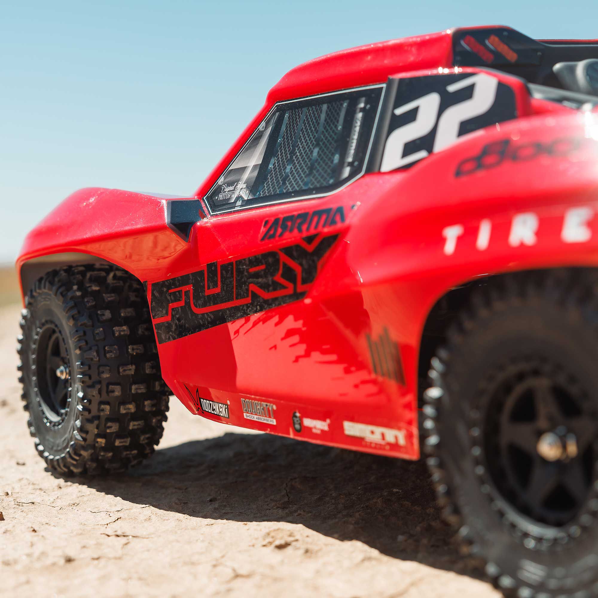 ARRMA 1/10 FURY 2WD RTR Brushed Short Course Truck (Battery & Charger Included), Red