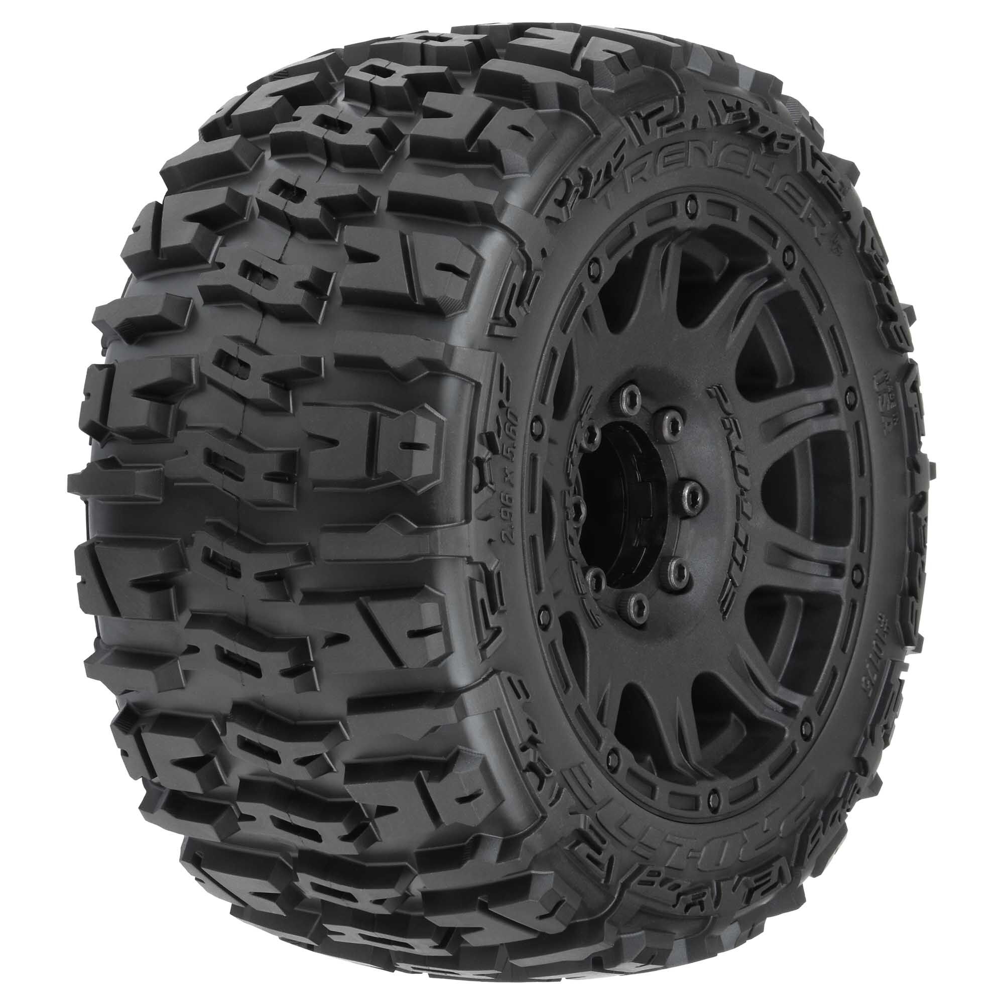 Pro-Line Racing 1/8 Trencher LP F/R 3.8" MT Tires Mounted 17mm Black Raid (2)