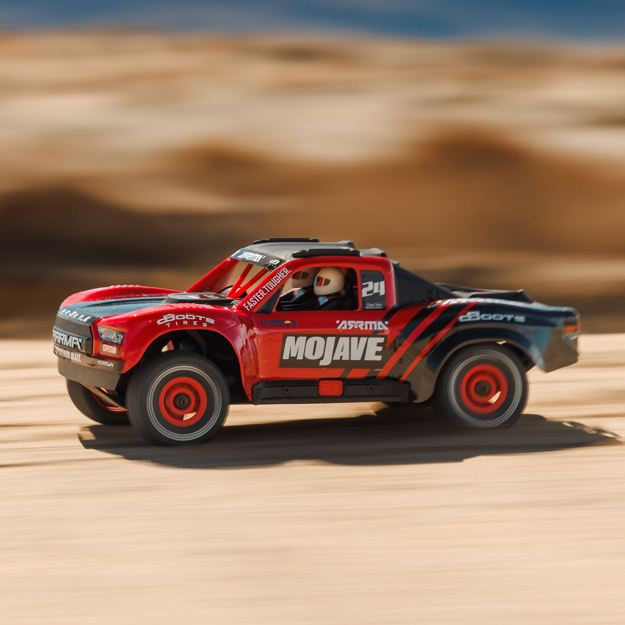 ARRMA 1/16 MOJAVE GROM 4X4 RTR Brushed Desert Truck (Battery & Charger Included), Red/Black