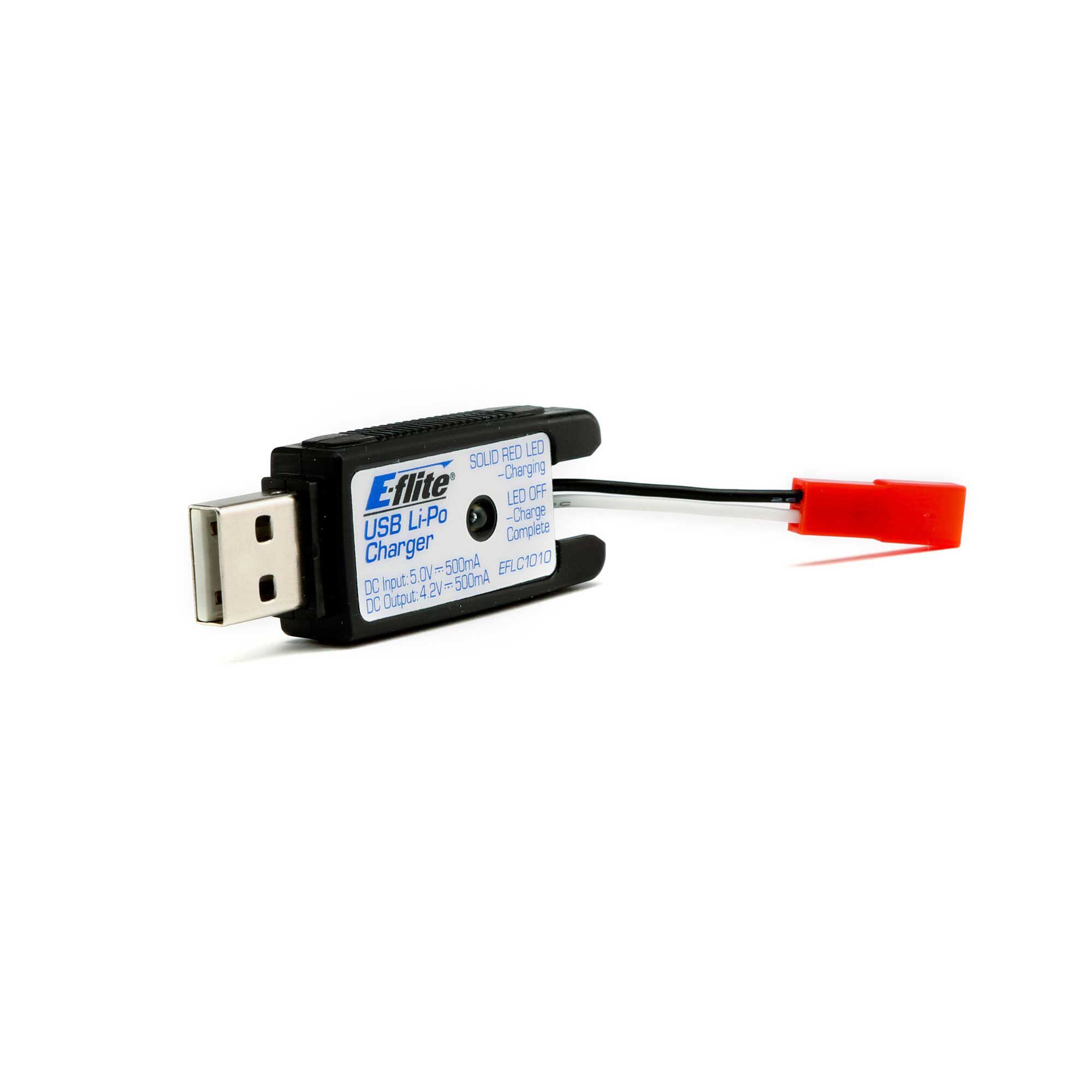 E-flite 500mAh 1S USB Li-Po Charger JST: 180 QX HD