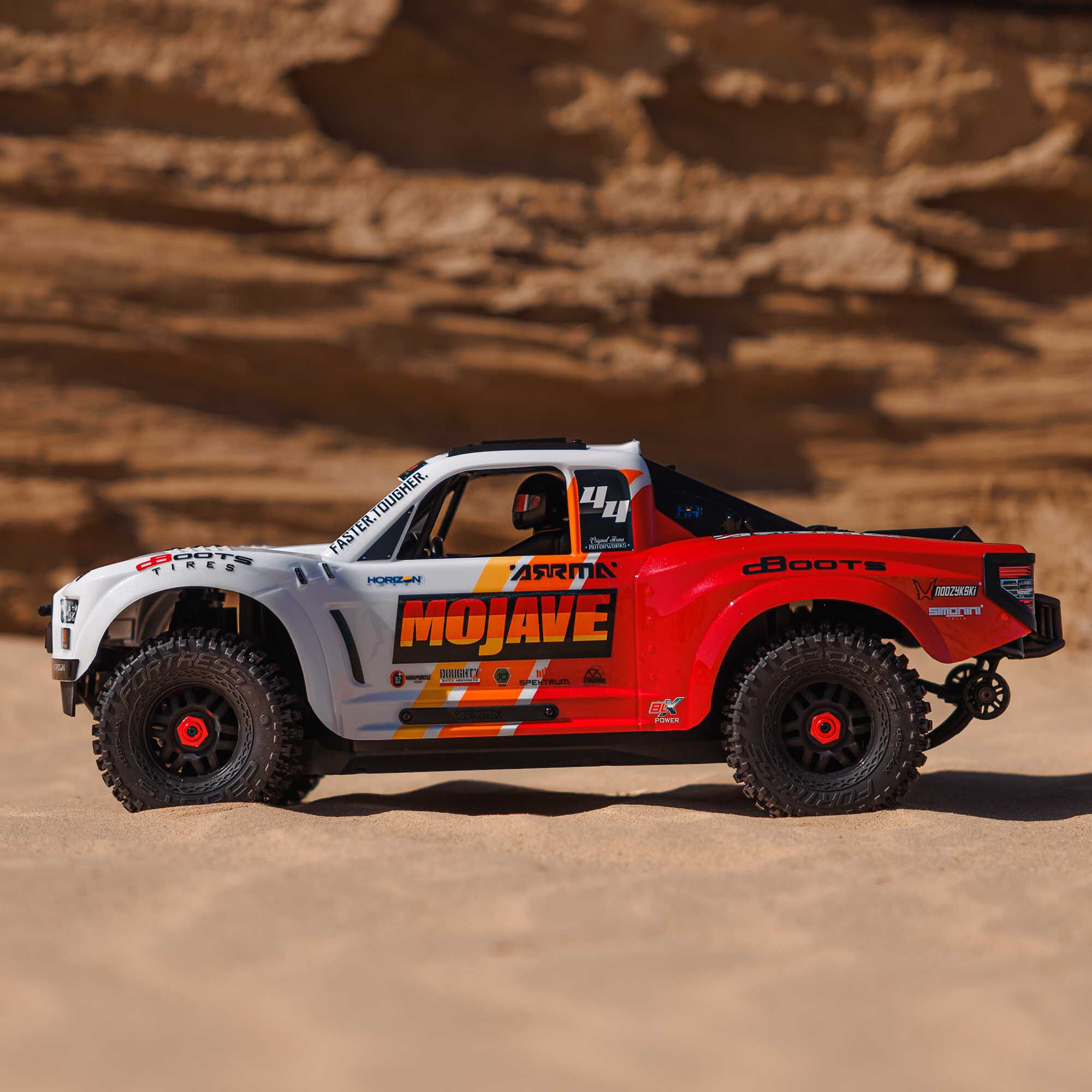 ARRMA 1/8 MOJAVE 4S 4X4 RTR Brushless Desert Truck, White/Red