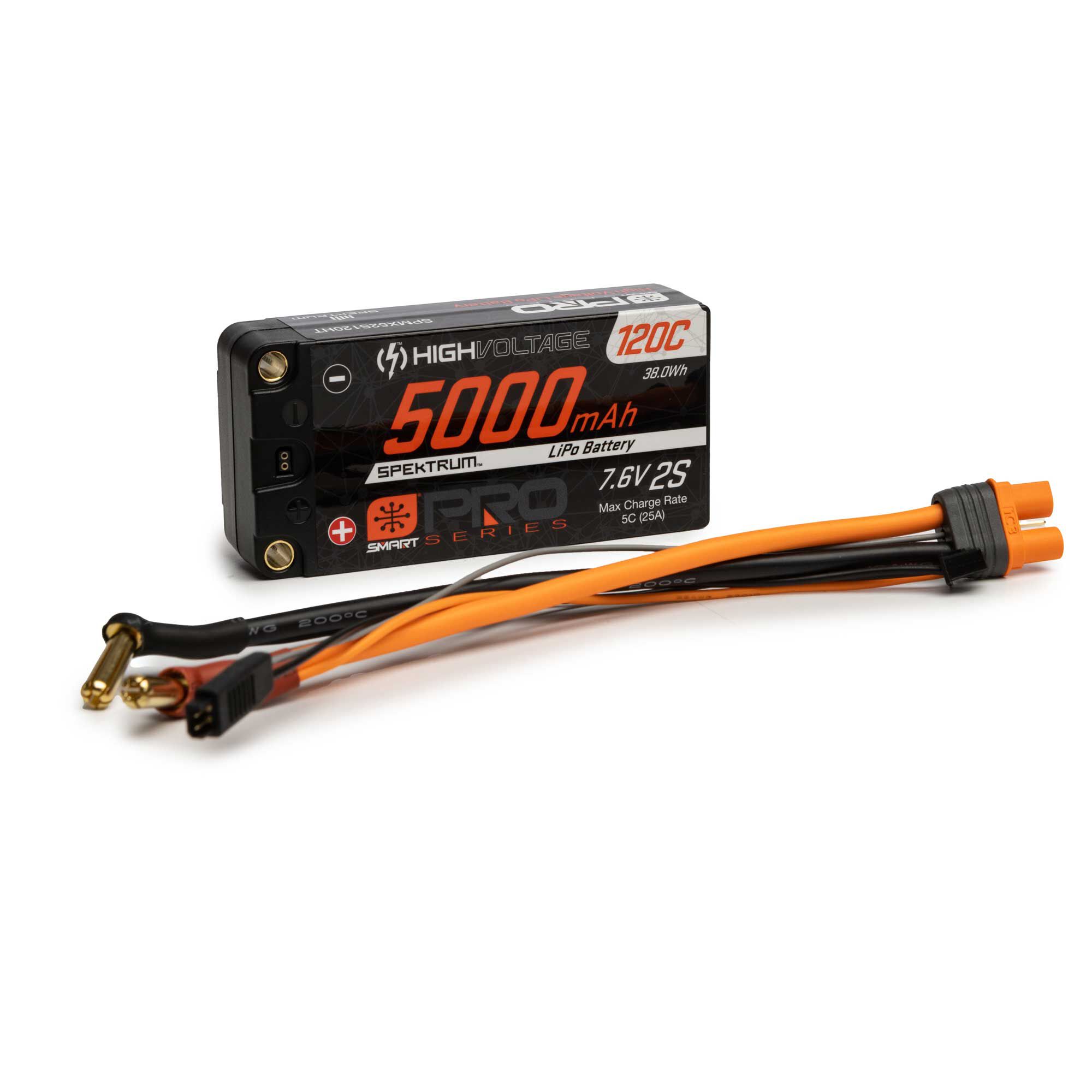 Spektrum Accessories 7.6V 5000mAh 2S 120C Smart Pro Race Shorty Hardcase LiHV Battery: Tubes, 5mm
