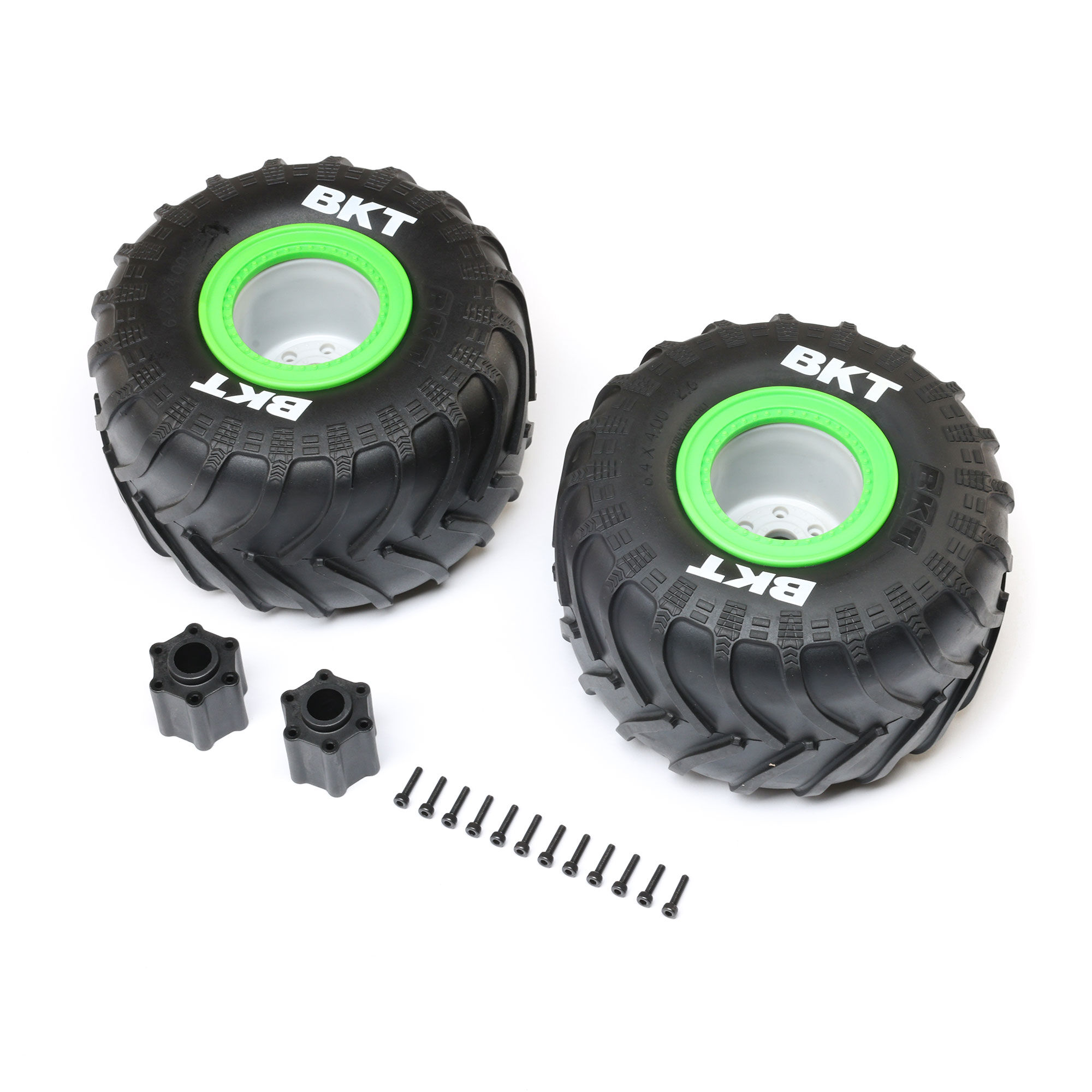 Losi BKT 2.6" Monster Truck Tire, Med, Premount, Green (2): LMT 2.0