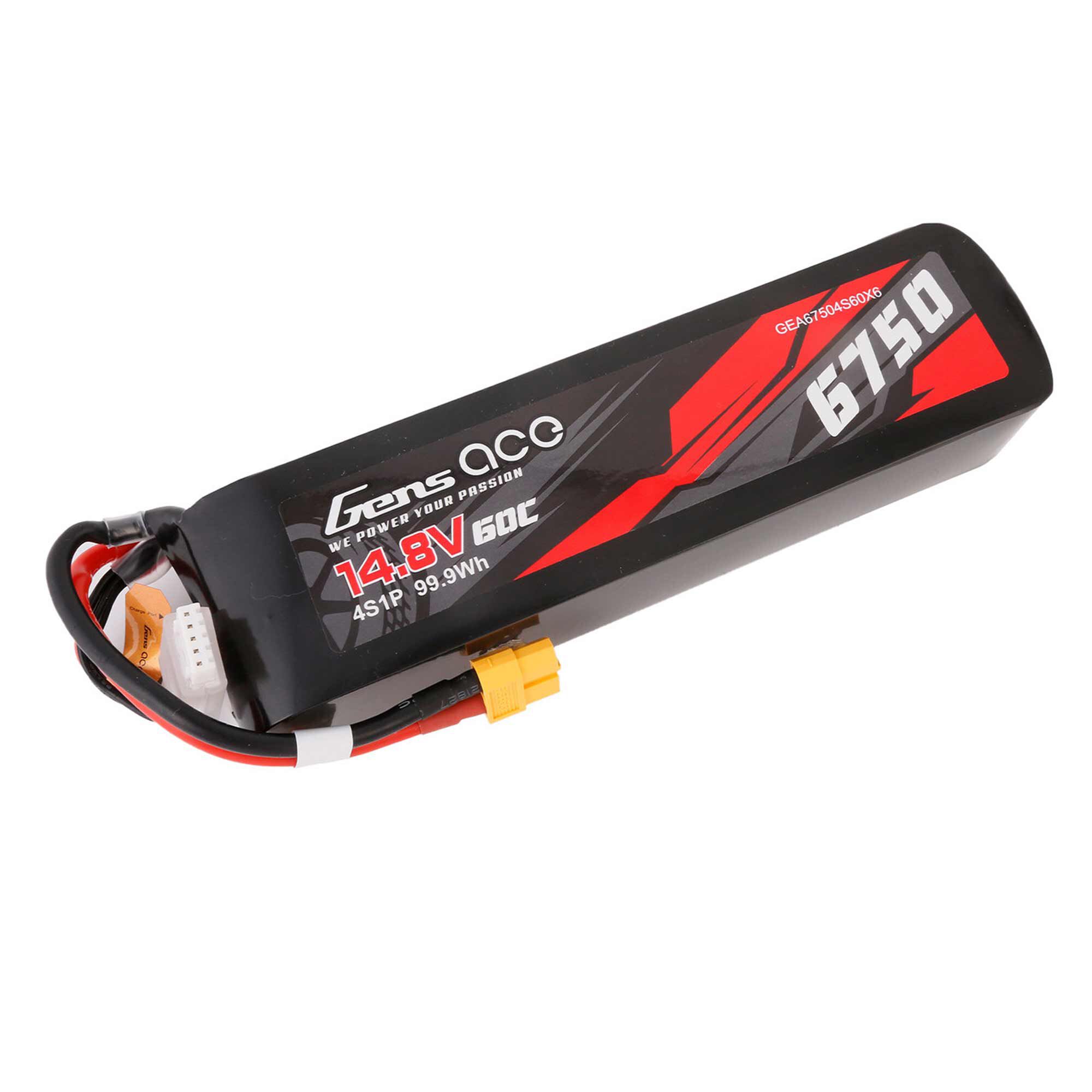 Gens ace 14.8V 6750mAh 4S 60C LiPo Battery: XT60
