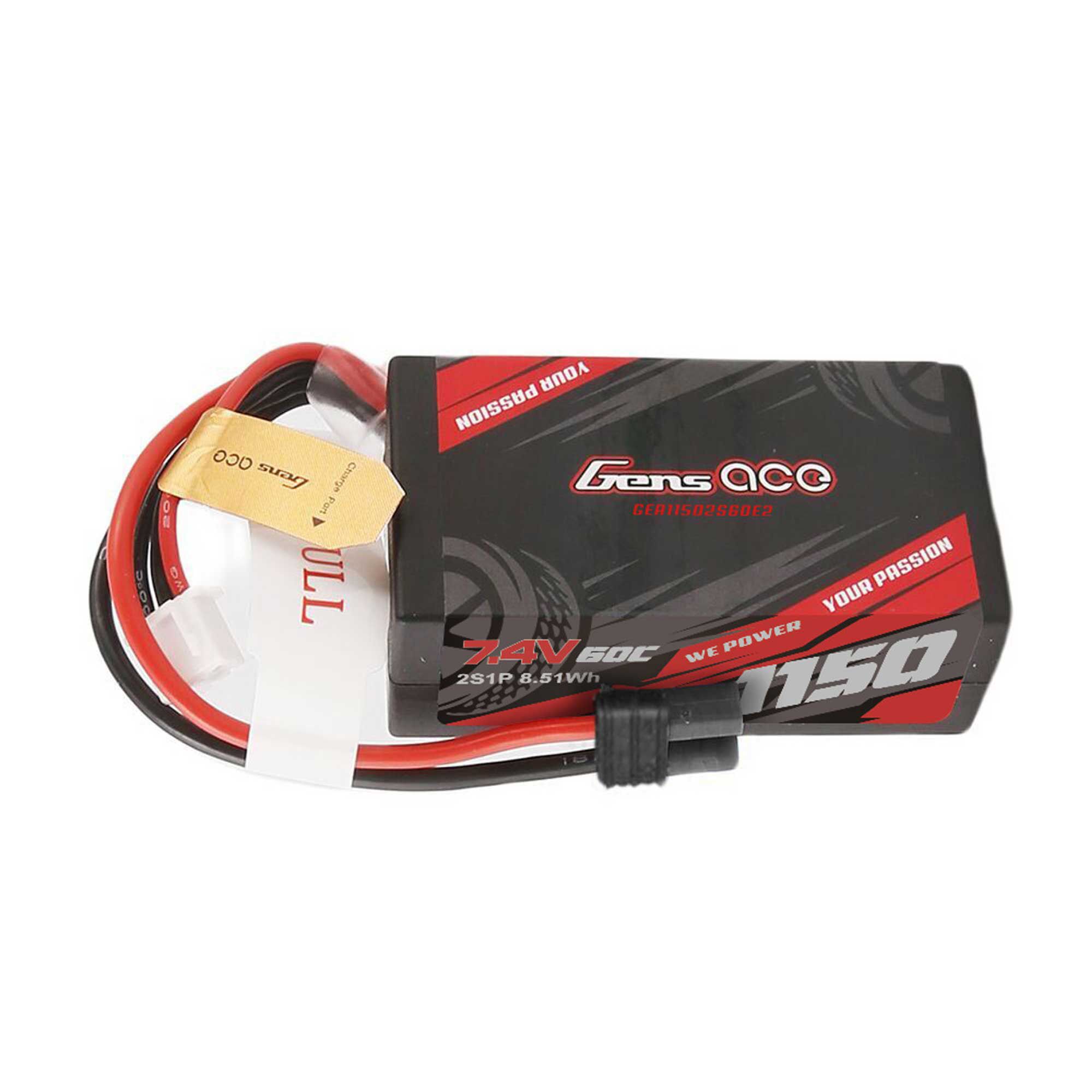 Gens ace 7.4V 1150mAh 2S 60C Hardcase G-Tech LiPo Battery: IEC2