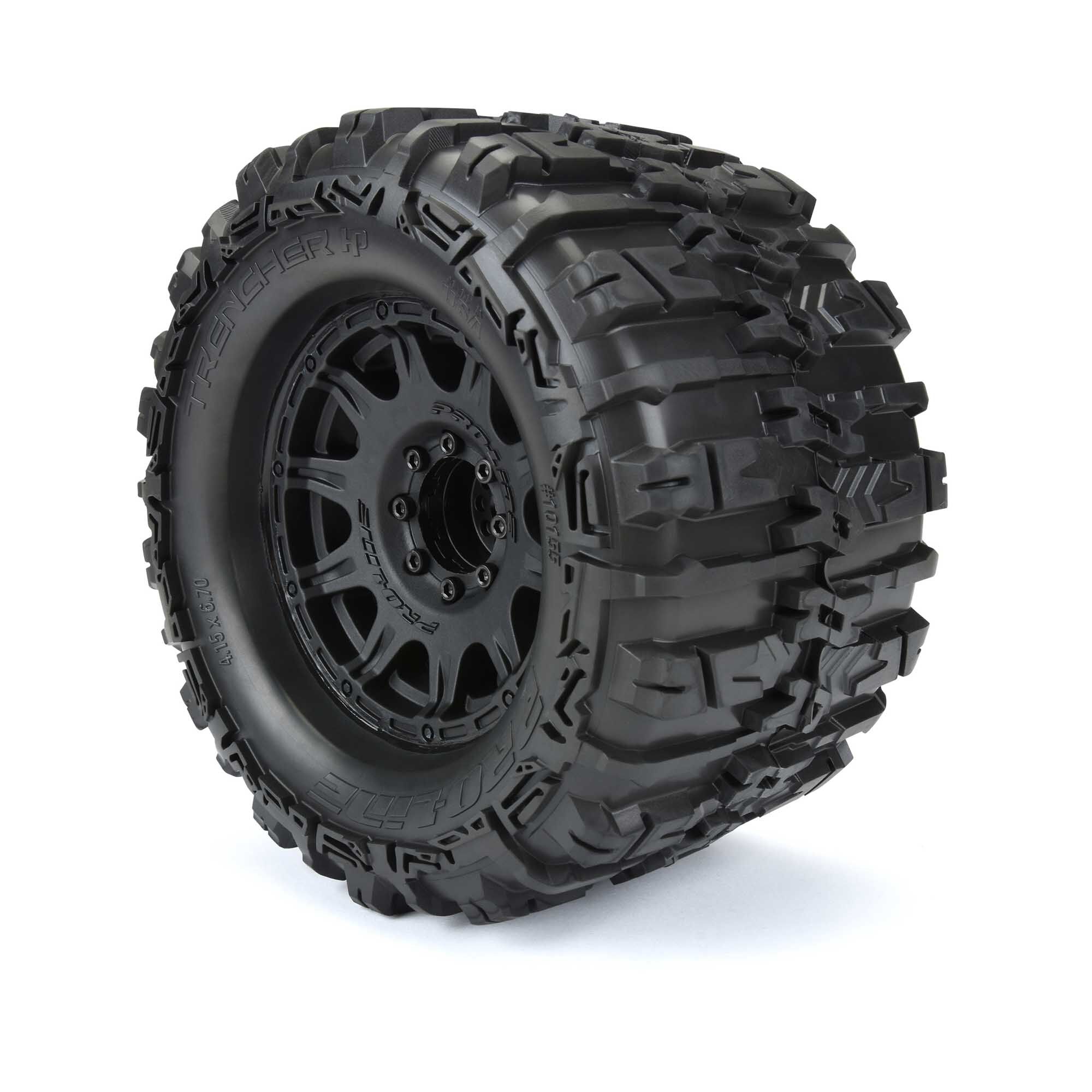 Pro-Line Racing 1/8 Trencher HP BELTED F/R 3.8" MT Tires Mounted 17mm Black Raid (2)
