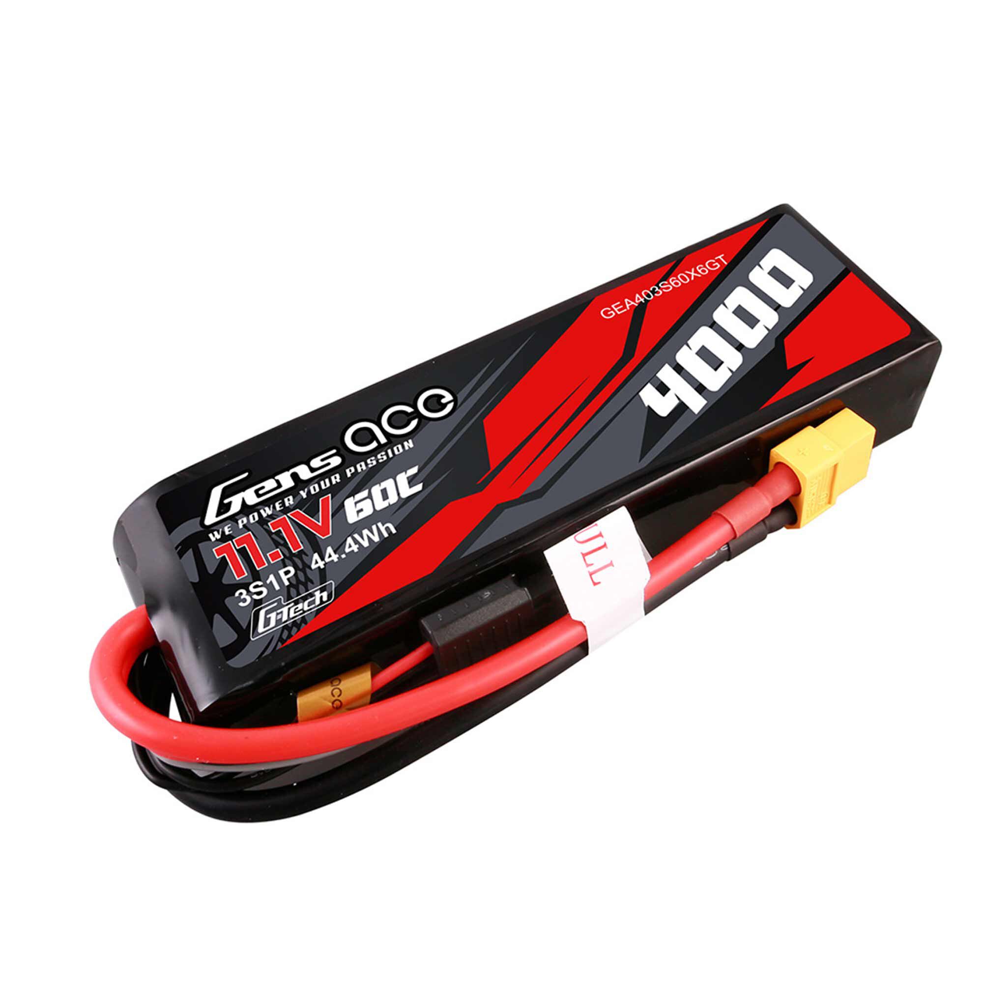 Gens ace 11.1V 4000mAh 3S 60C G-Tech Smart LiPo Battery: XT60