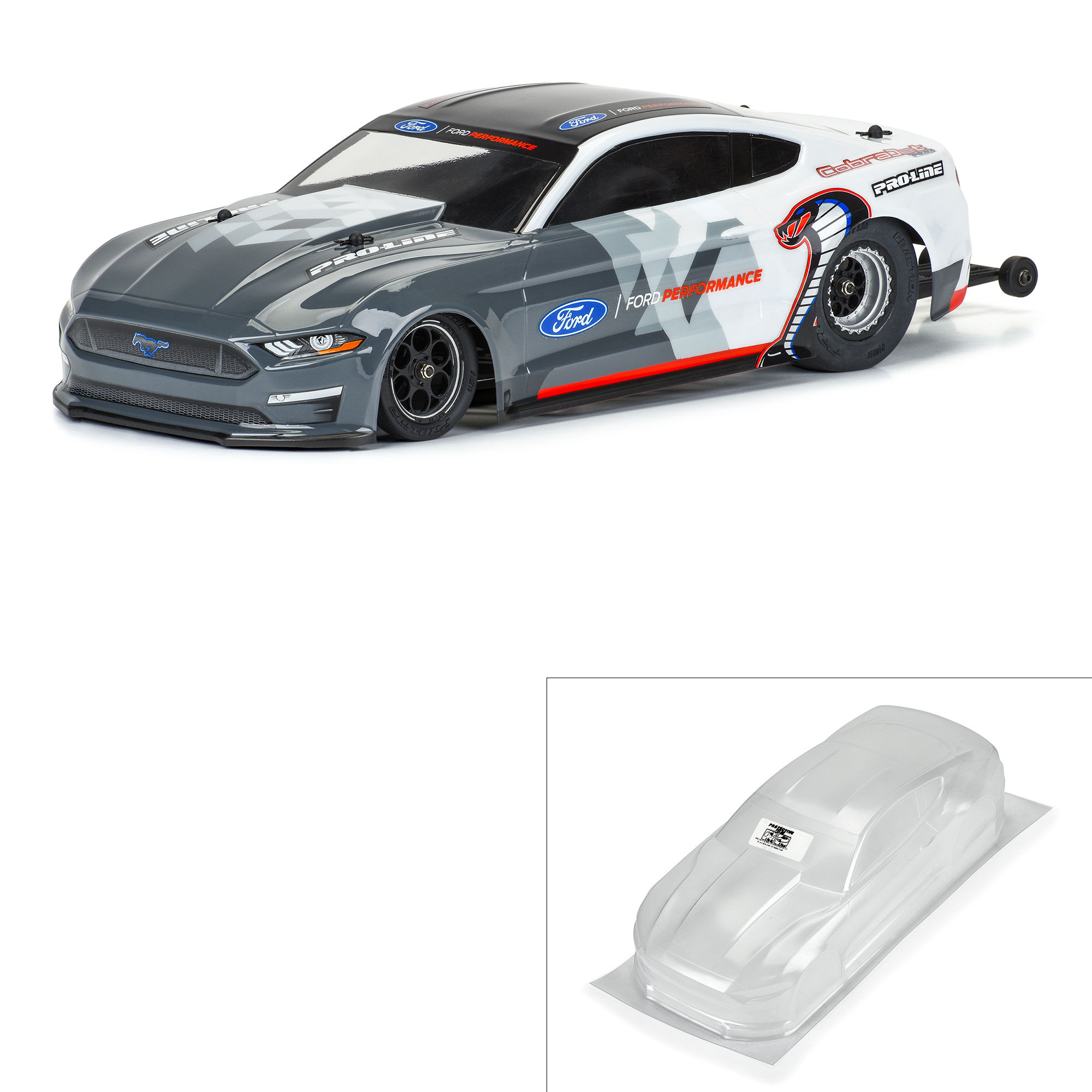 Pro-Line Racing 1/16 2021 Ford Mustang Cobra Jet Clear Body: Losi Mini Drag Car